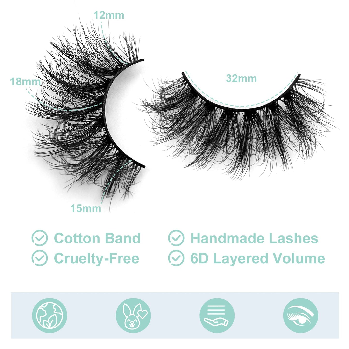 DYSILK Fluffy Lashes False Eyelashes - Mink Lashes 10 Pairs 6D Faux Lashes Pack Mink Eyelashes Reusable Wispy Fluffy Cat Eye Lashes Natural Look Fake Eyelashes Soft Extension | 18mm