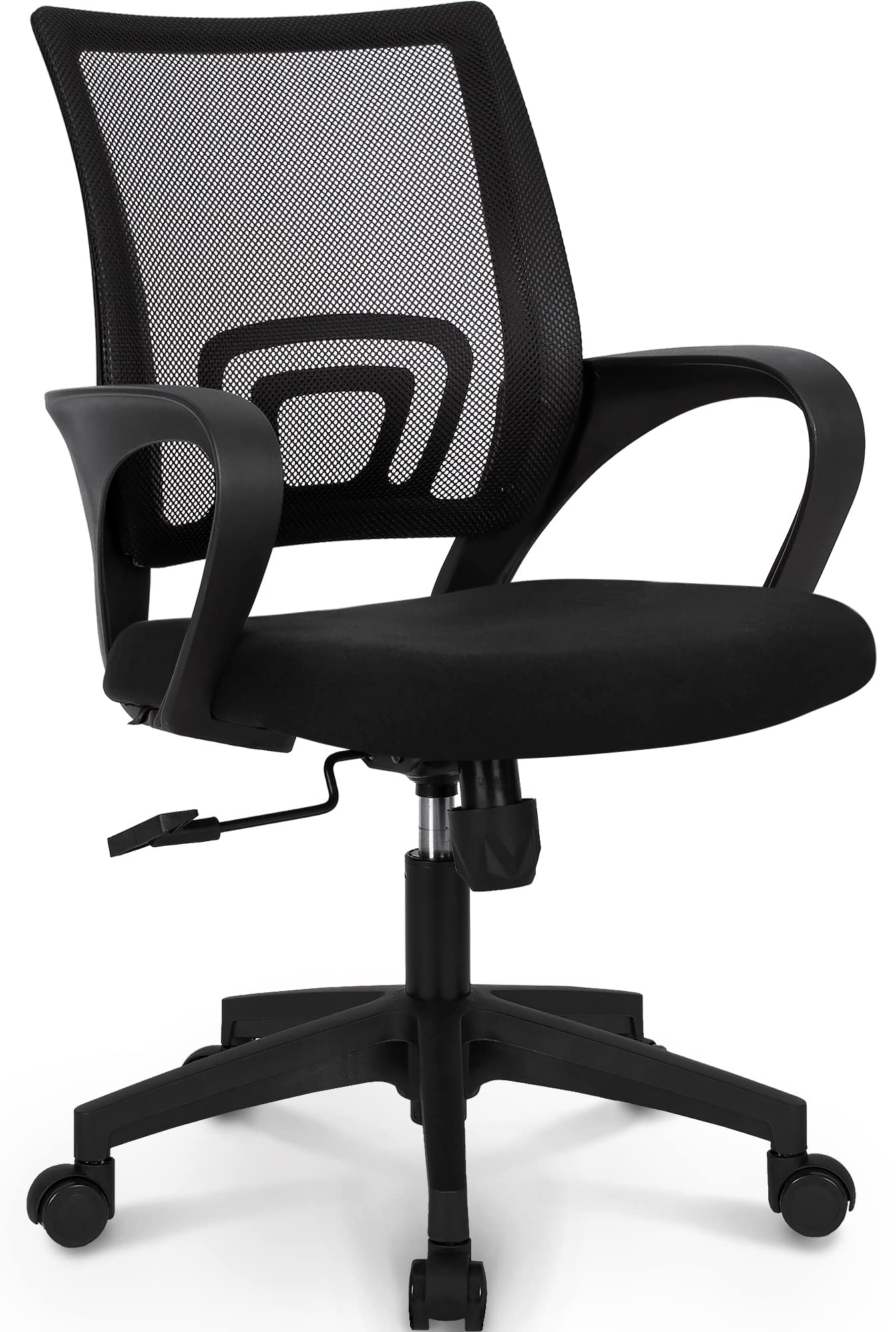 Neo Chair Office Computer Desk Chair Gaming-Ergonomic Mid Back Cushion Lumbar Support with Wheels Comfortable Blue Mesh Racing Seat Adjustable Swivel Rolling Home Executive (Black)