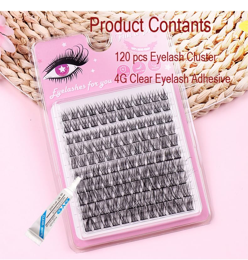 120pc Wispy Lash Clusters - DIY Eyelash Extensions, C Curl, 10-14mm