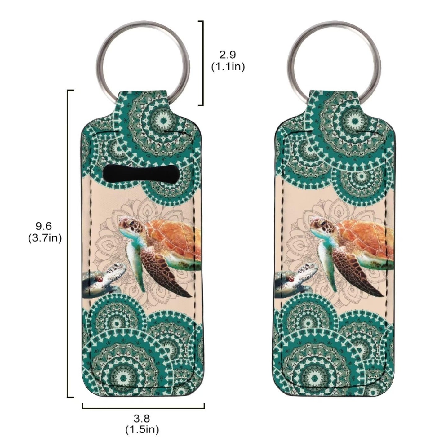 Baxinh Boho Mandala Turtle Printed Chapstick Holder Keychain Clip-on Sleeve Chap Stick Pouch Lip Balm Holsteror Lipstick Tracker Safeguard