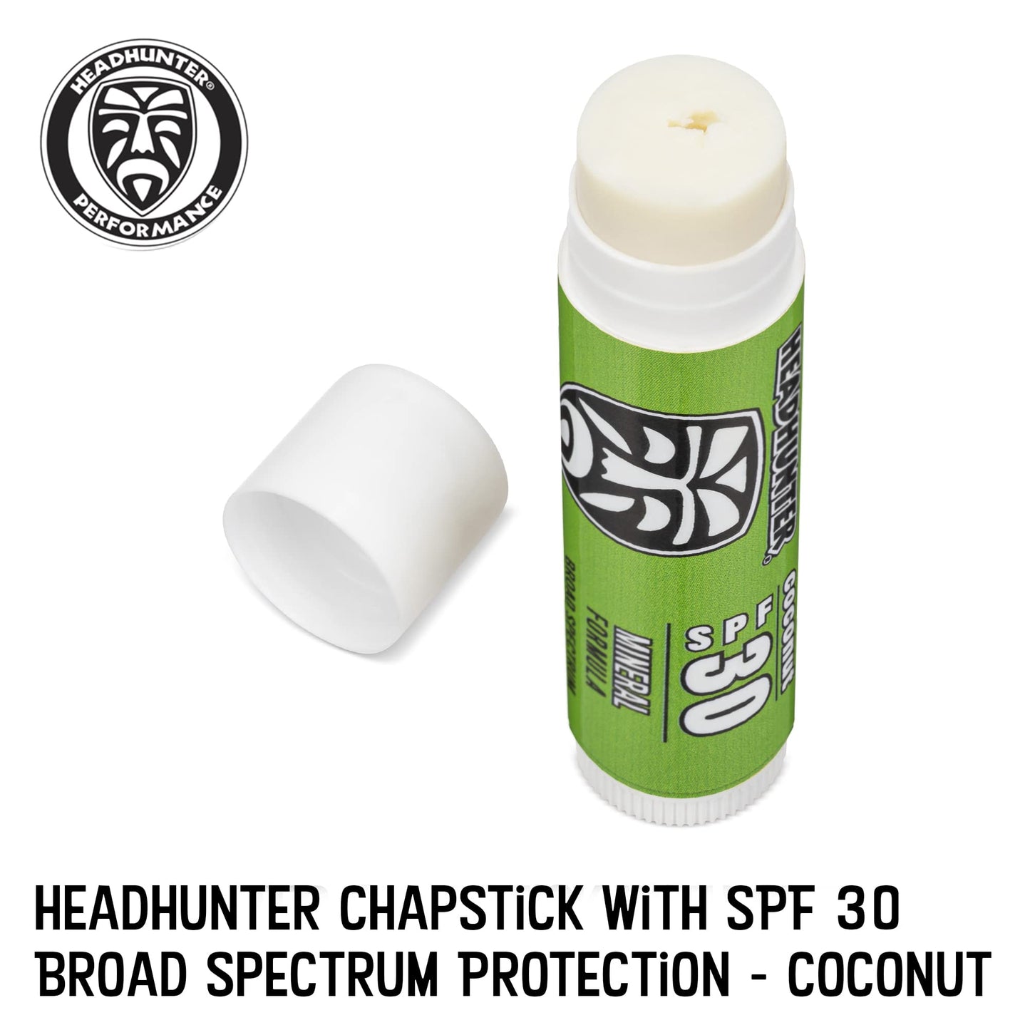 Headhunter Coconut Sport Chapstick Sunscreen SPF 30, Natural Mineral Lip Balm For Sun Protection, Waterproof Lip Sunscreen For Ultra Sport Protection and Solar Defense, Reef Safe Sunblock Chap Stick (6 Pack)