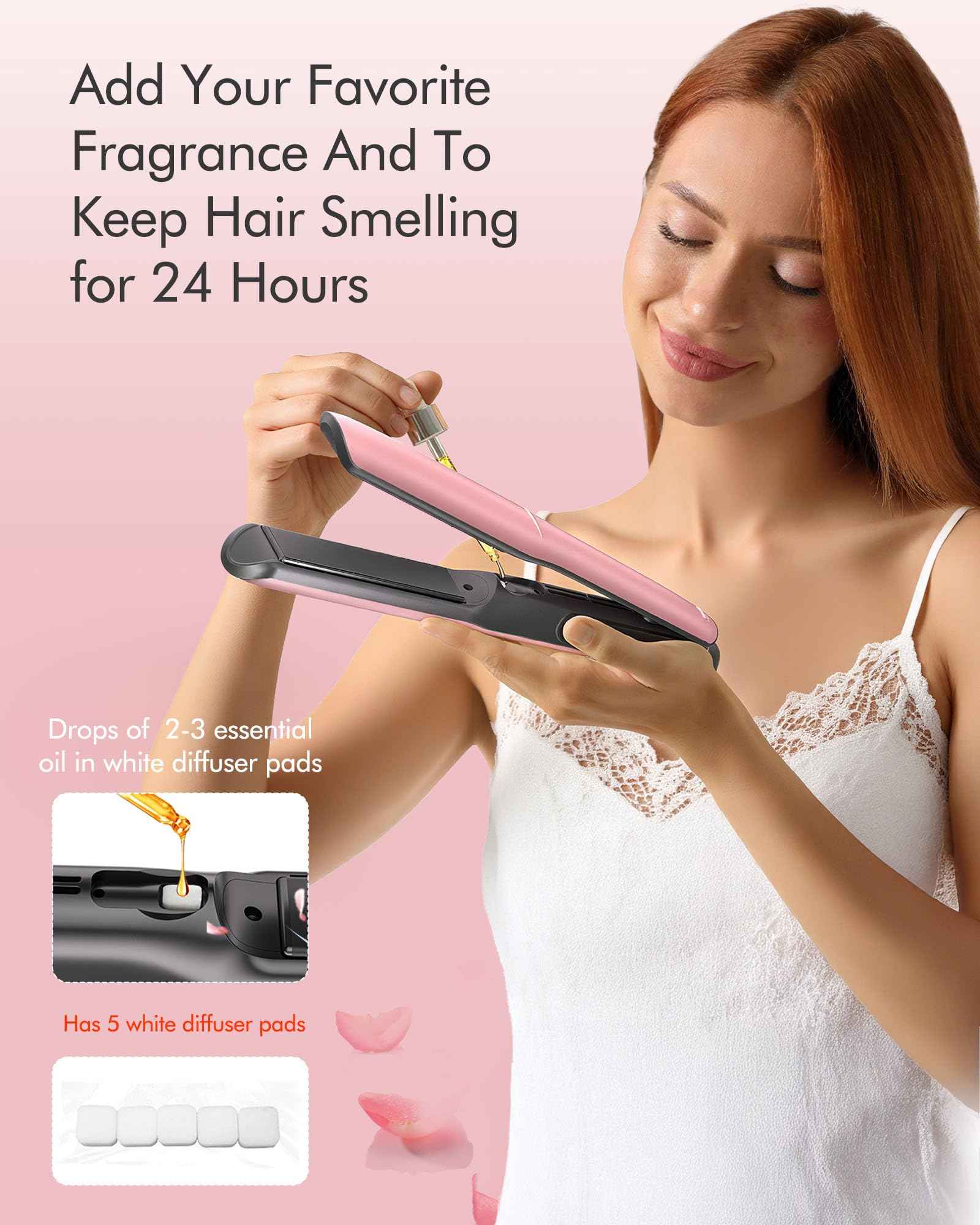 Betahouse Flat Iron Hair Straightener Airflow Curling Iron, Hair Straightener and Curler 2 in 1, 1 Inch Ionic Curling Wand with Cooling Air and Essential Oil Scent, 3 Temp 350-450℉ Dual Voltage