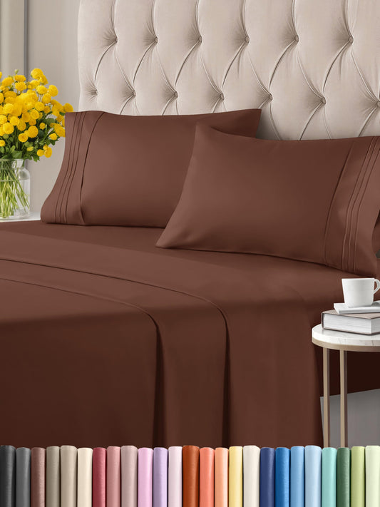 Twin 4 Piece Sheet Set - Breathable & Cooling Bed Sheets - Hotel Luxury Bed Sheets for Women, Men, Kids & Teens - Comfy Bedding w/ Deep Pockets & Easy Fit - Soft & Wrinkle Free - Twin Brown Sheets