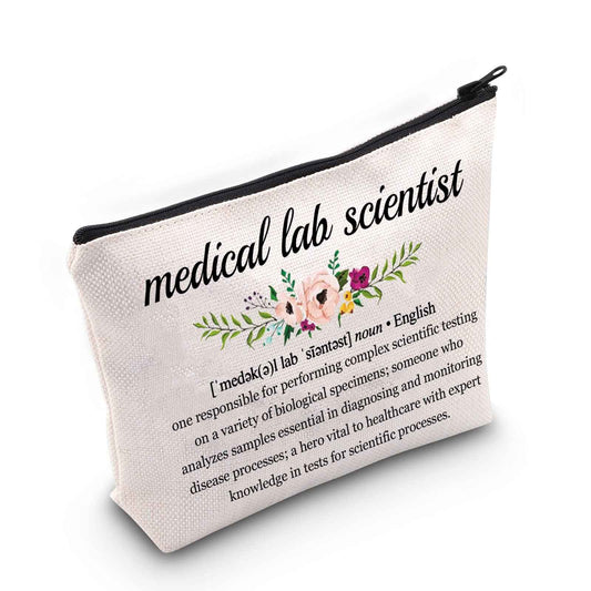 G2TUP Medical Lab Scientist Gift Medical Lab Scientist Definition Makeup Bag Lab Tech Cosmetic Bag Lab Technician Gift Science Geek Zipper Travel Bag (Medical Lab Scientist White Bag)