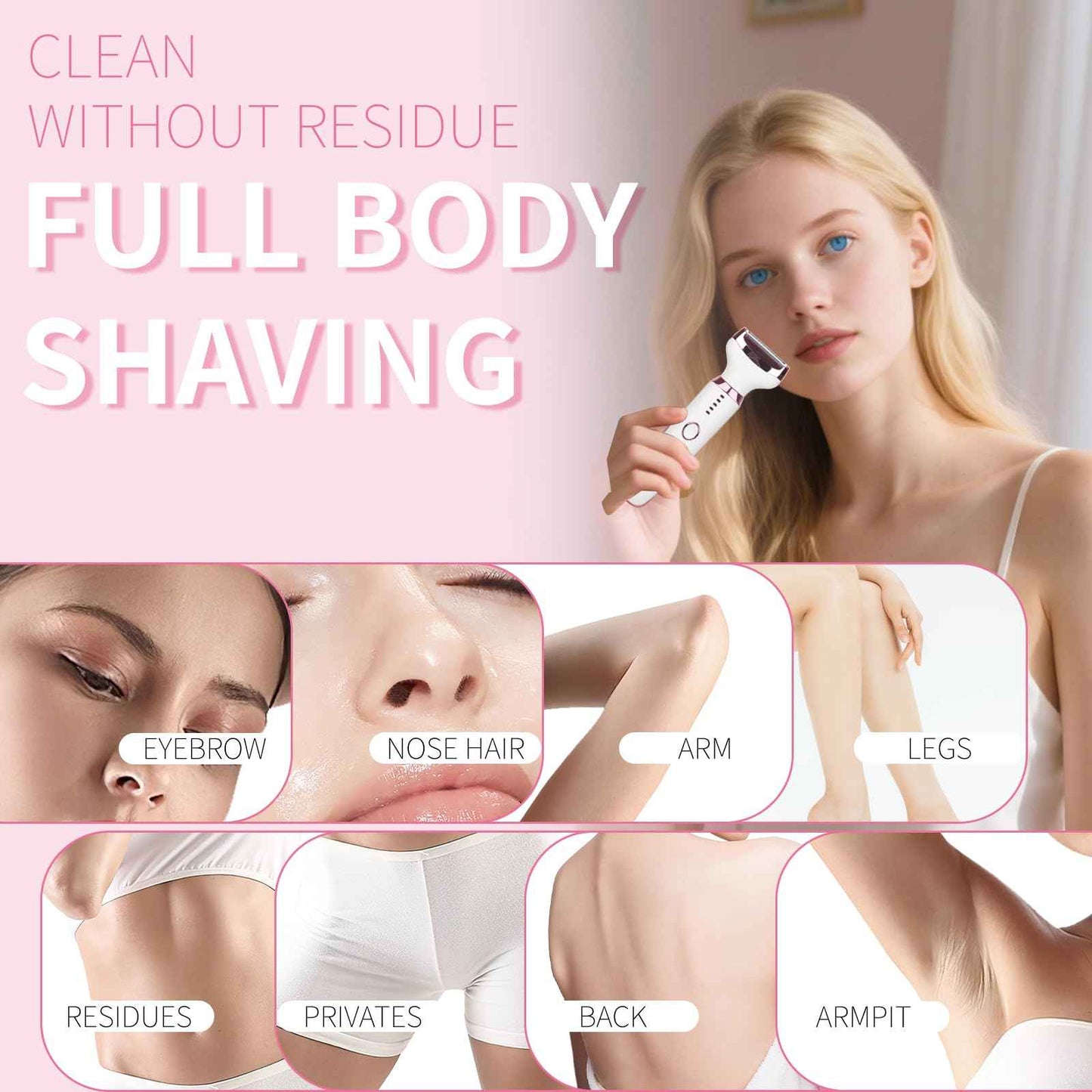 Beanify Wet & Dry Electric Razorfor Women Men,4 in 1 Rechargeable Led Display Electric Shaver and Facial Hair Remover,Painless Ladies Body Razors for Nose Face Body Leg Bikini Arm Hair