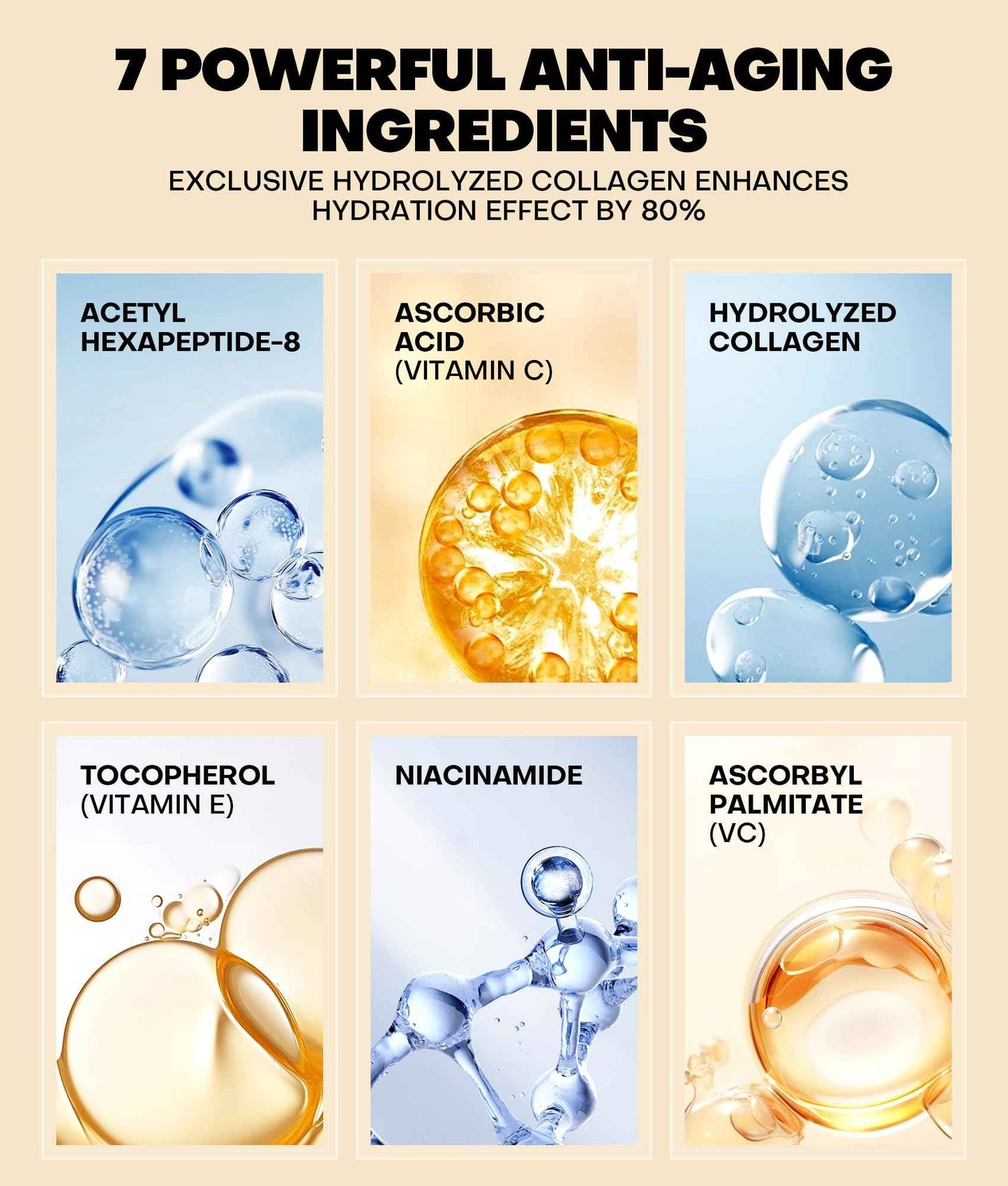 Pure Natural Skin Brightening & Anti Aging 20% Vitamin C Serum, Collagen Peptide Infused Face Serum for Deep Hydration, All-in-One with Niacinamide, Retinol, Hyaluronic Acid, 2.02 Fl Oz