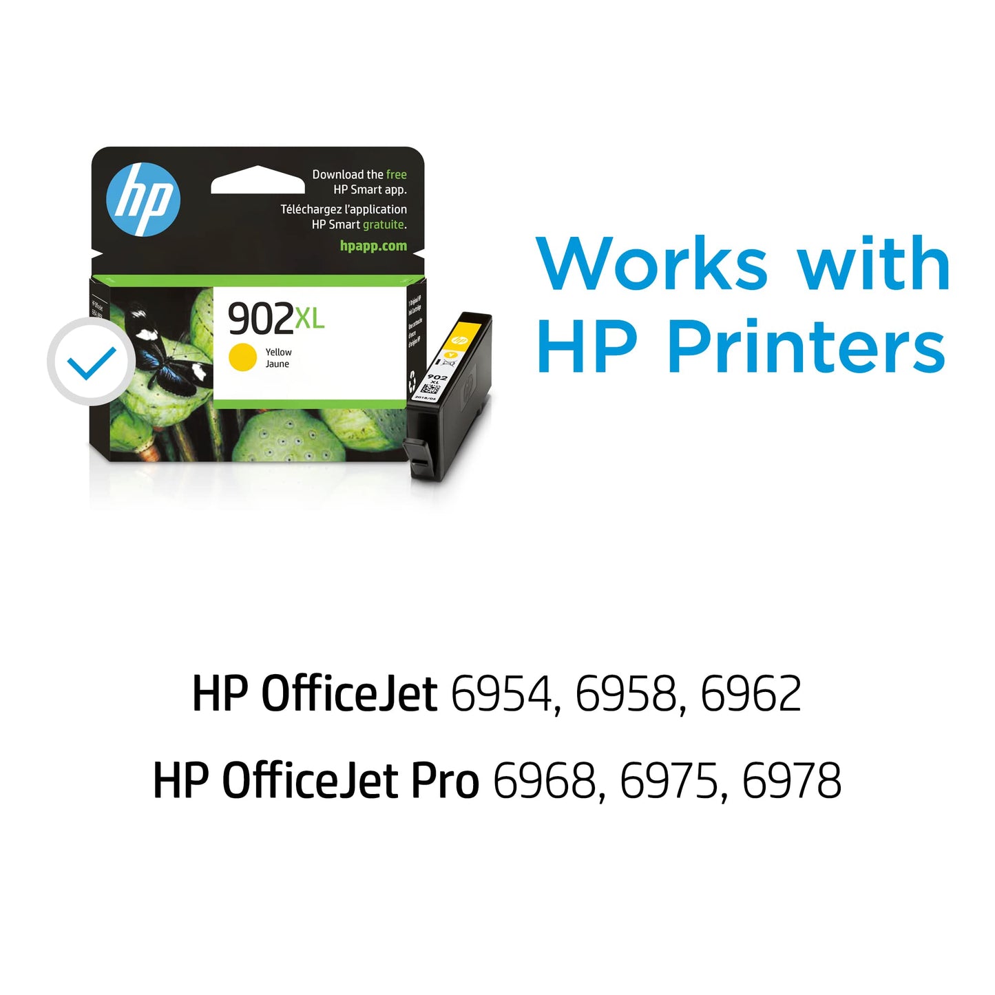 HP 902XL Yellow High-yield Ink Cartridge | Works with HP OfficeJet 6950, 6960 Series, HP OfficeJet Pro 6960, 6970 Series | Eligible for Instant Ink | T6M10AN