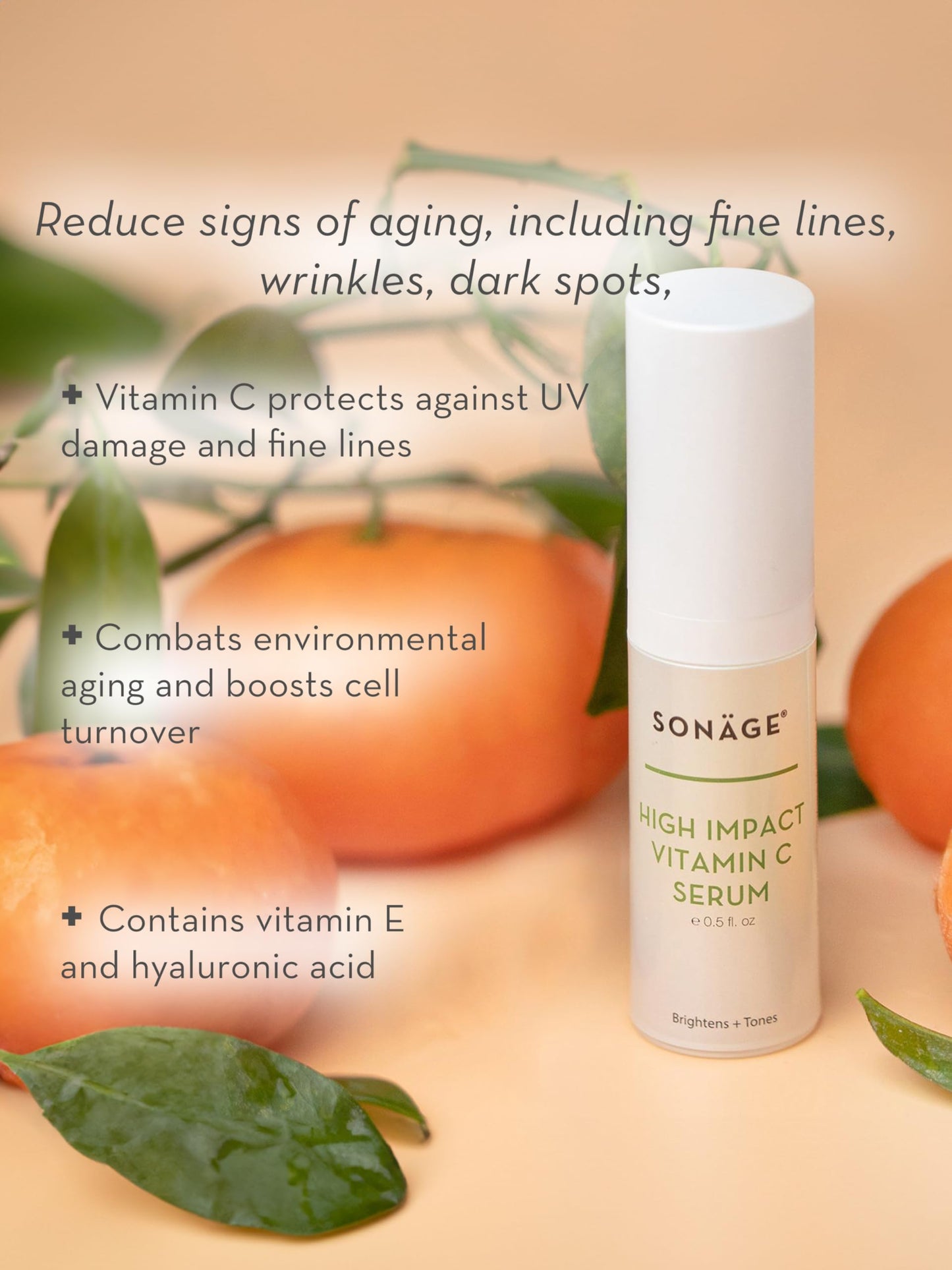 Sonage High Impact Vitamin C Serum: With Hyaluronic Acid | Brightens, Hydrates, Fades Dark Spots and Corrects Skin Tone (15 ml)