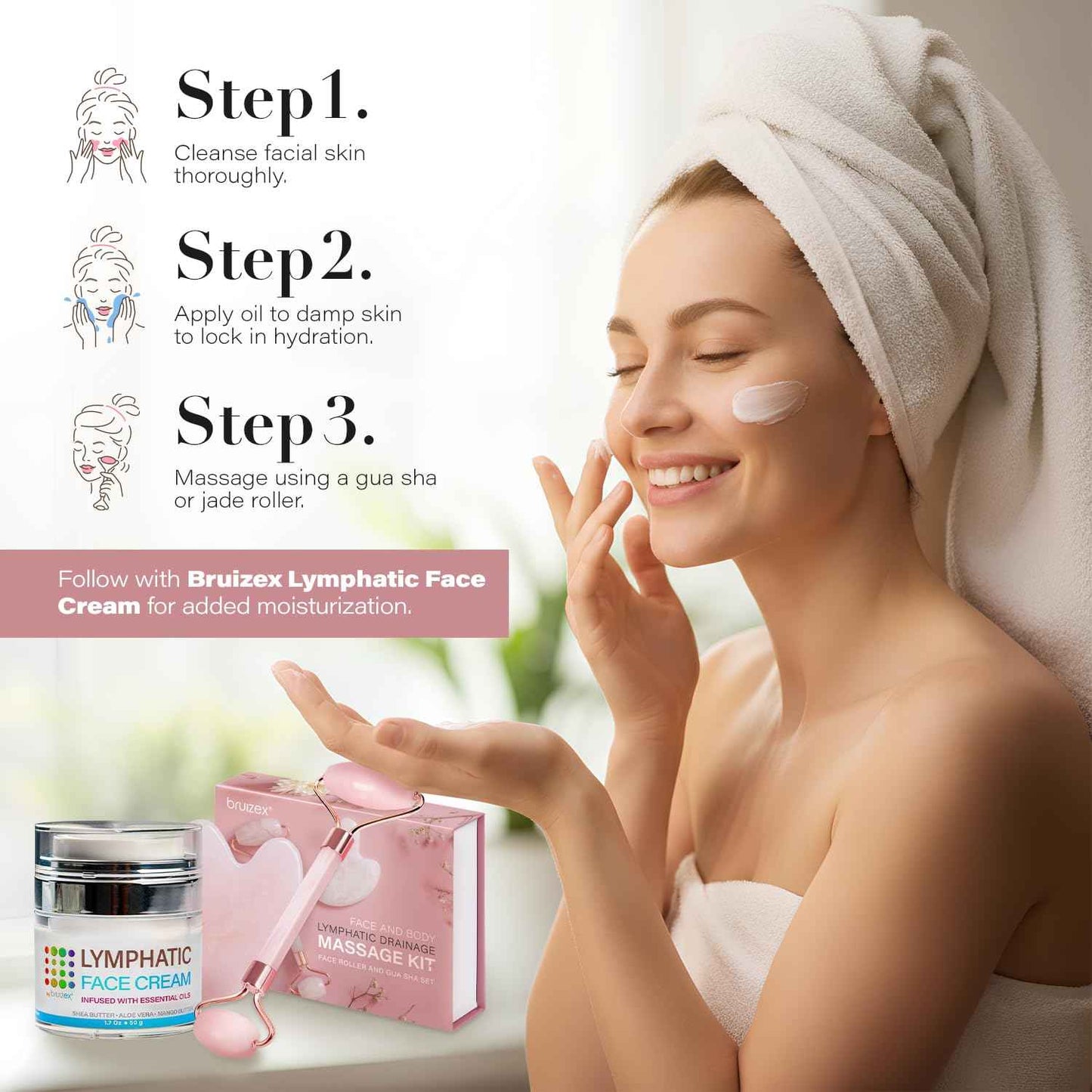 Facial Lymphatic Drainage Oil for Gua Sha Facial Tools, Lymphatic Drainage Massager Face with Jojoba & Coconut Oil, Use with Face Roller, Jade Roller, Guasha Tool for Face & Neck, 1 Fl Oz