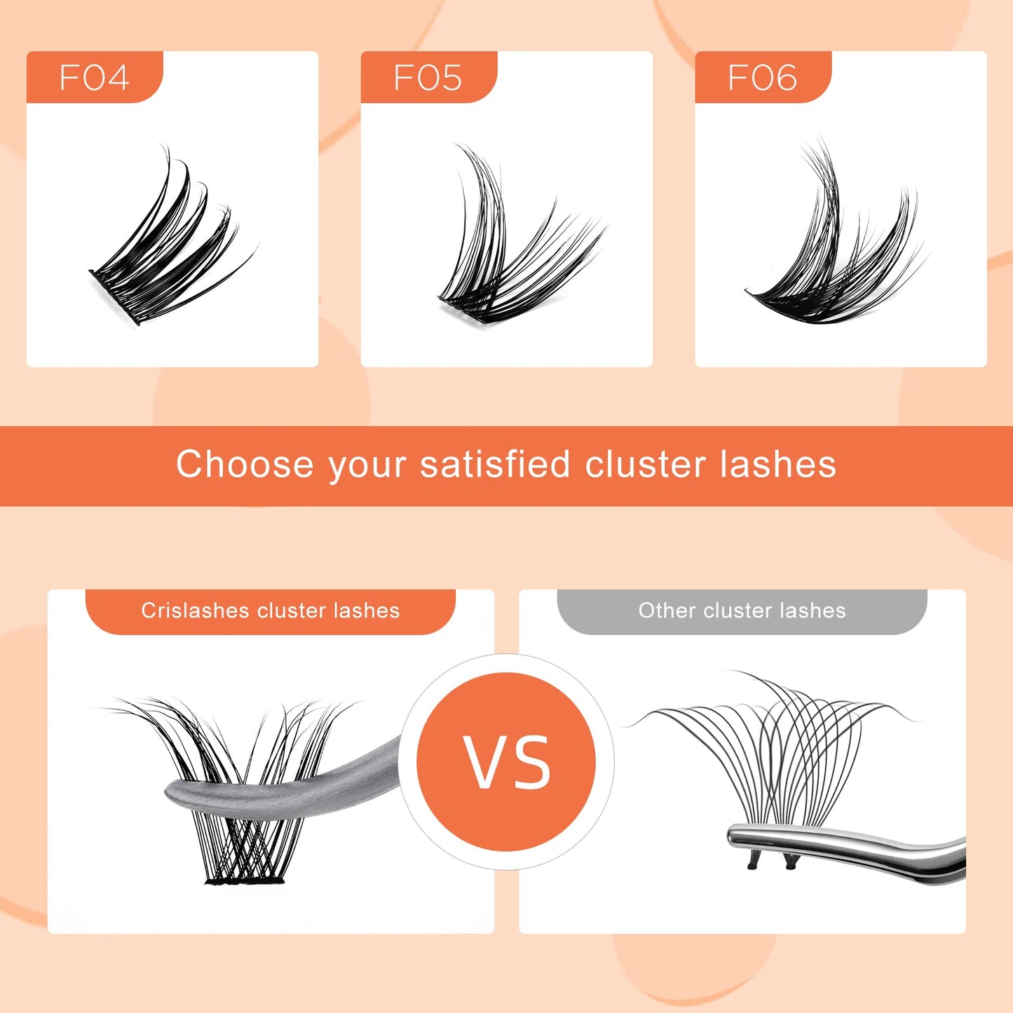 Cluster Lashes, Crislashes DIY Eyelash Extension 13 Rows, D Curl 16mm Individual Cluster Eyelashes Natural Look, 78 pcs Reusable Cluster Eyelash Extensions at Home (F05-D Curl 16mm)