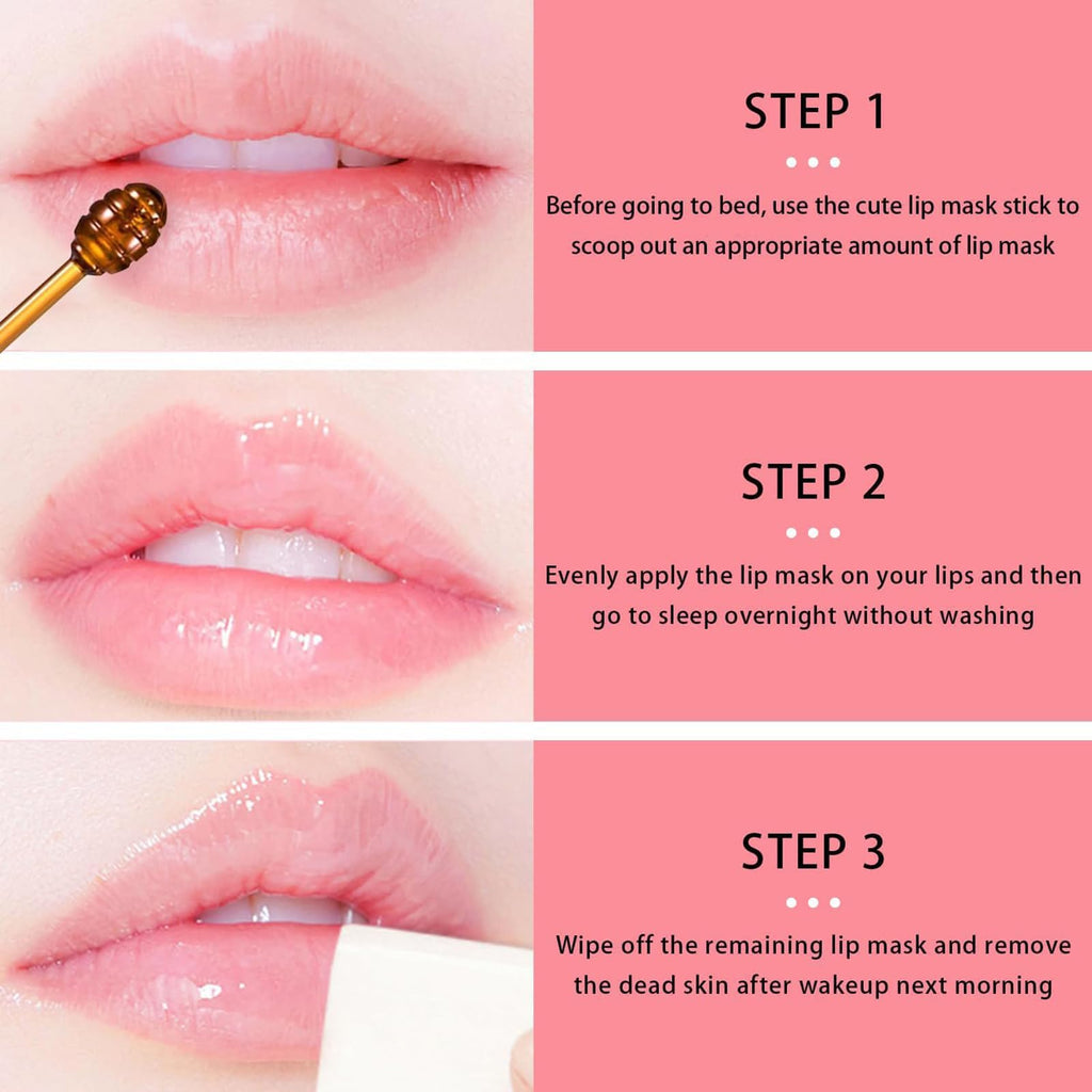 Tnoctuh 4 PCS Bee Lip Balm Lip Mask Honey Pot, Coconut Honey Mint Grape Moisturizing Sleeping Lip Mask Overnight with Sticks, Lip Balm Exfoliating Prevention Dry and Crack Lip Scrubs