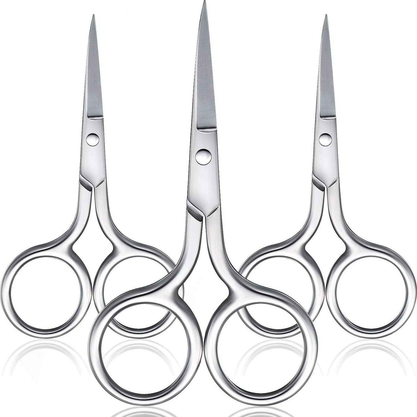 Mudder 3 Pack Small Nose Scissors Facial Hair Trimming Mini Beauty Stainless Steel Grooming Pointed Scissor for Grooming Eyebrows, Nose, Mustache, Beard