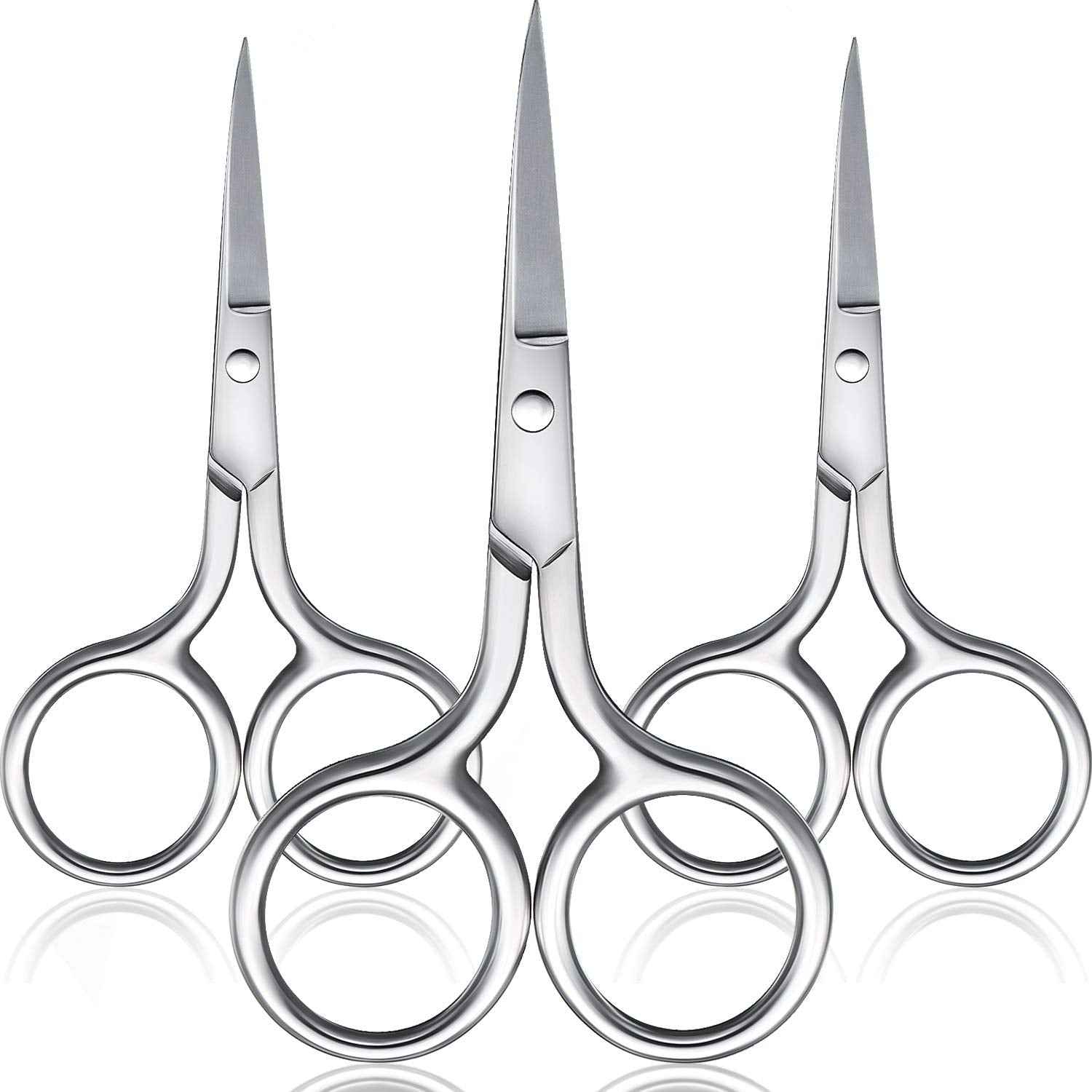 Mudder 3 Pack Small Nose Scissors Facial Hair Trimming Mini Beauty Stainless Steel Grooming Pointed Scissor for Grooming Eyebrows, Nose, Mustache, Beard