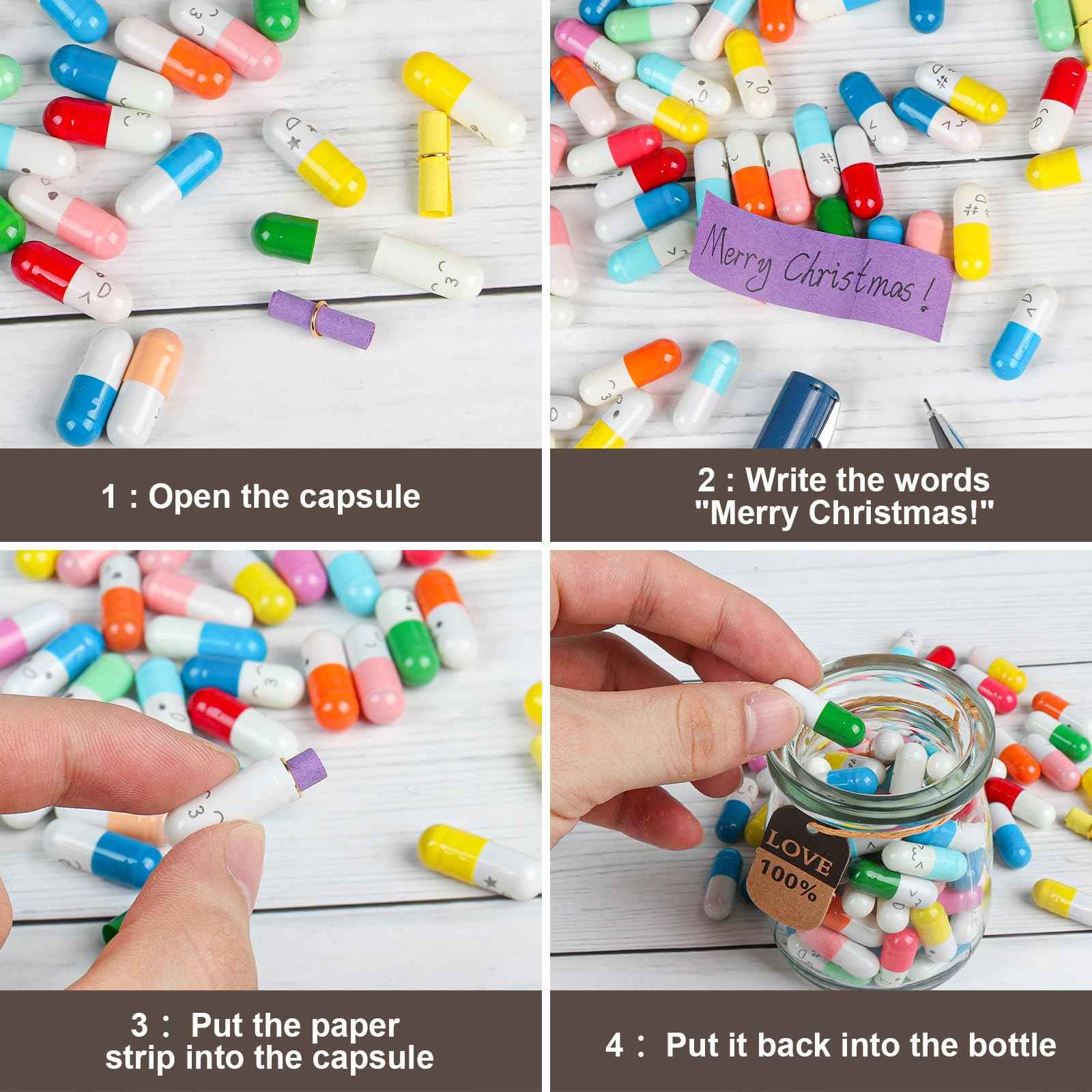 Letters Message in a Bottle,Lovely Notes Couples Gifts For Him/Her, Boyfriend/Girlfriend,Birthday,Valentines Day, Mother's Day,Graduation Season Party Gift. (Mixed Color 60PCS)