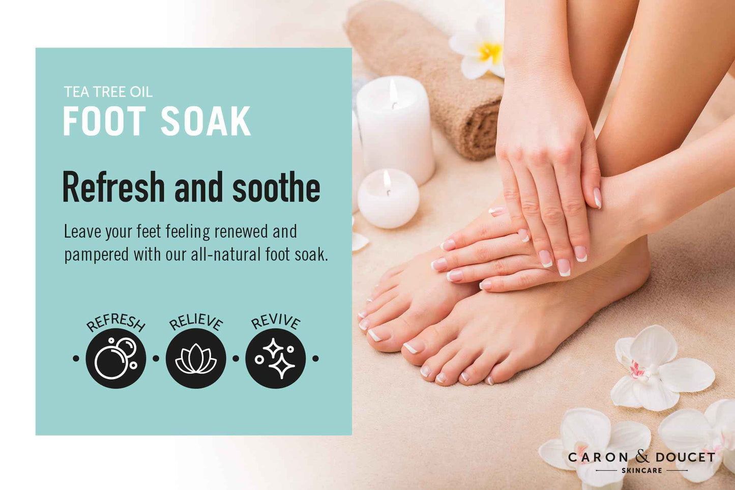 CARON & DOUCET Tea Tree Oil Foot Soak with Epsom Salt and Dead Sea Salt - Natural - Soothes Sore & Tired Feet, Helps Reduce Foot Odor Scent, Softens Calluses - 2lb