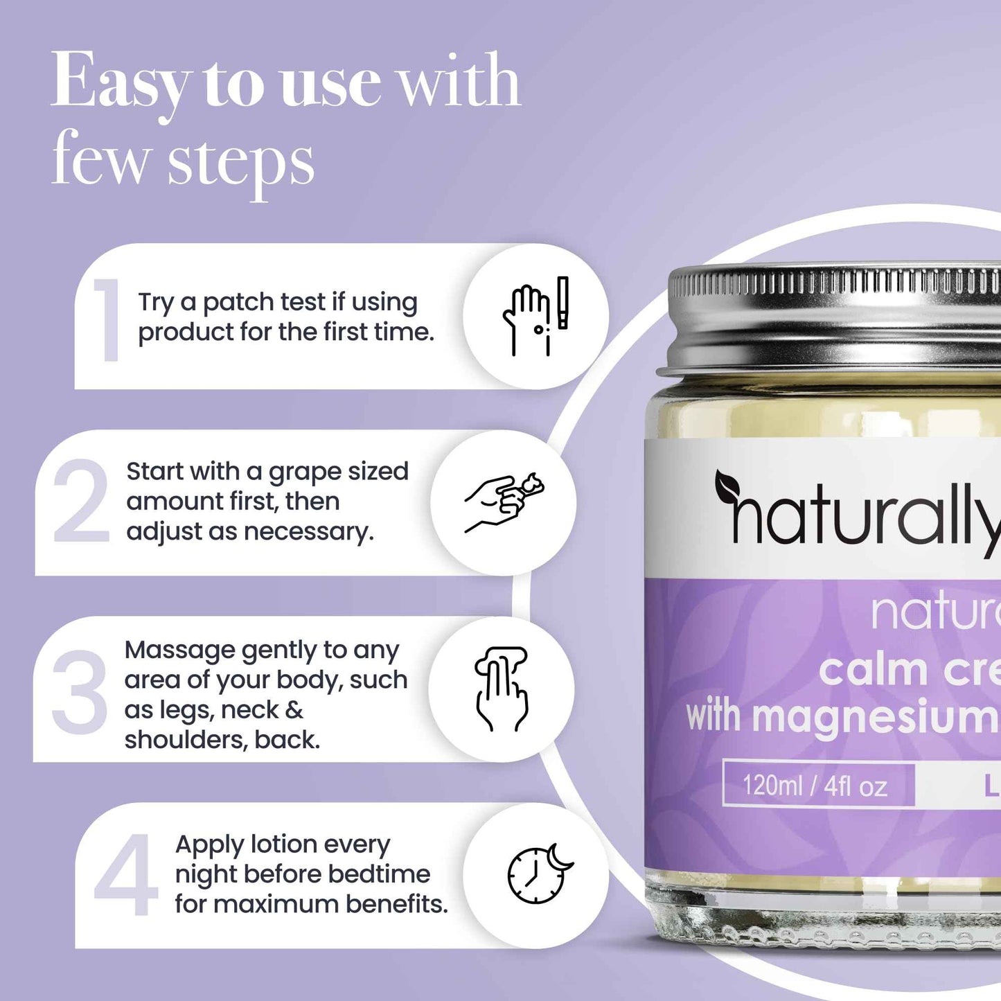 NaturallyMum - Magnesium Cream with Vitamin D3 [4 Fl Oz] - Magnesium and VIT D Lotion - Turmeric & Arnica Calm Cream - Magnesium and VIT D3 - Lavender