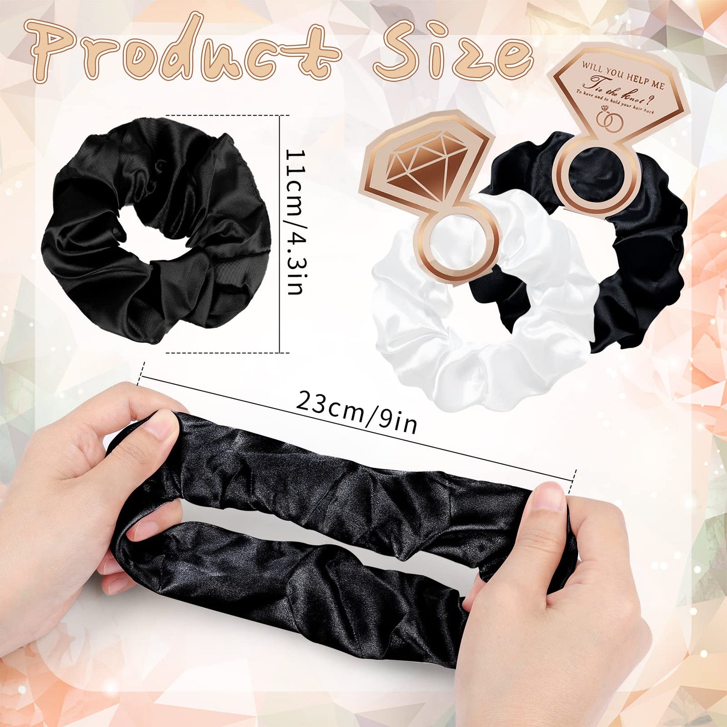 Bridesmaid Scrunchies 8pcs Satin Proposal Gifts Elastics Hair Ties Bachelorette Soft Scrunchy Hair Bands Hair Styling Accessories Party Favors for Wedding Parties Bridal Shower