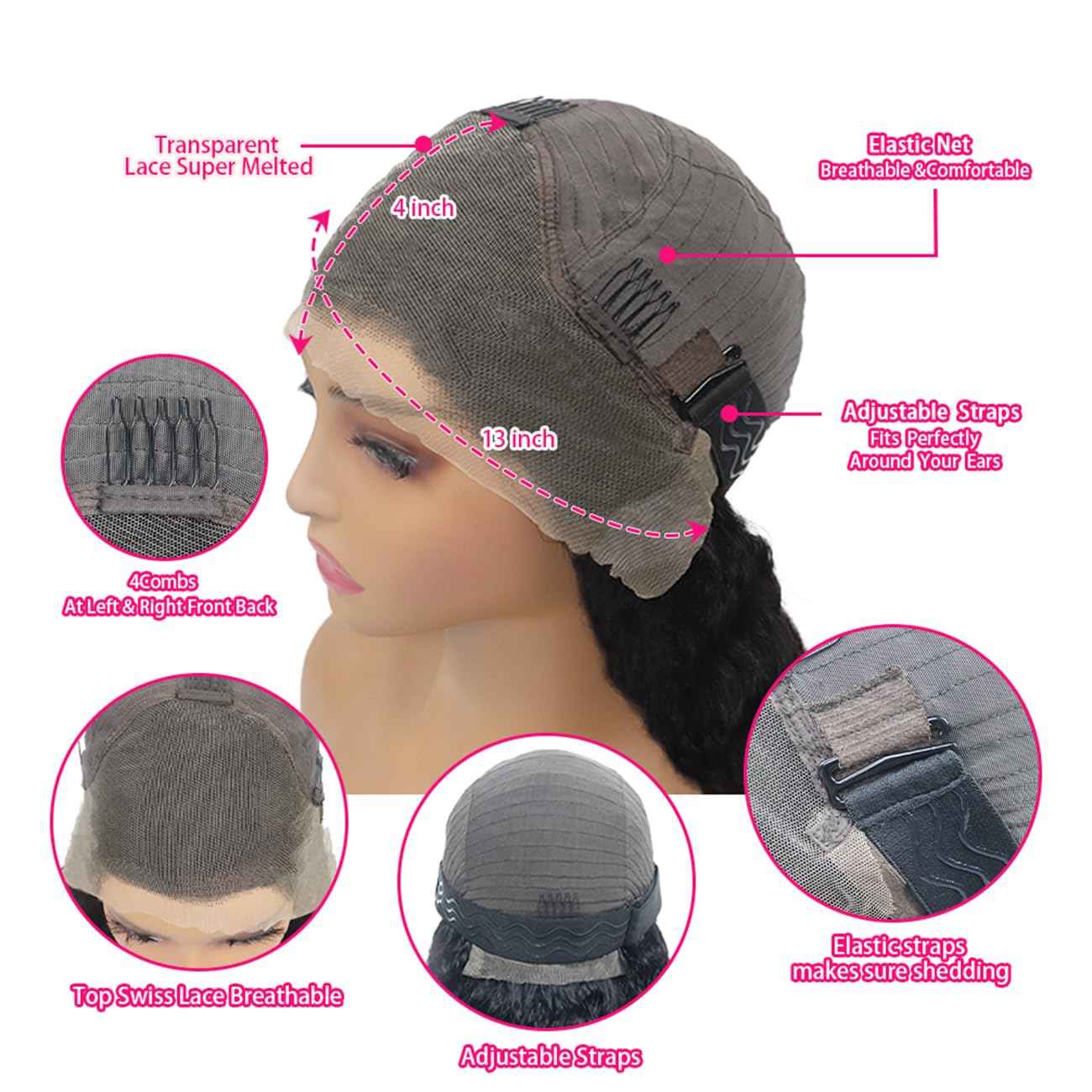 Bworto Pixie Cut Short Bob Glueless Frontal Wigs Human Hair Pre Plucked Deep Wave 13x4 Hd Lace Front Curly Wigs for Black Women Glueless Wig 6 Inch