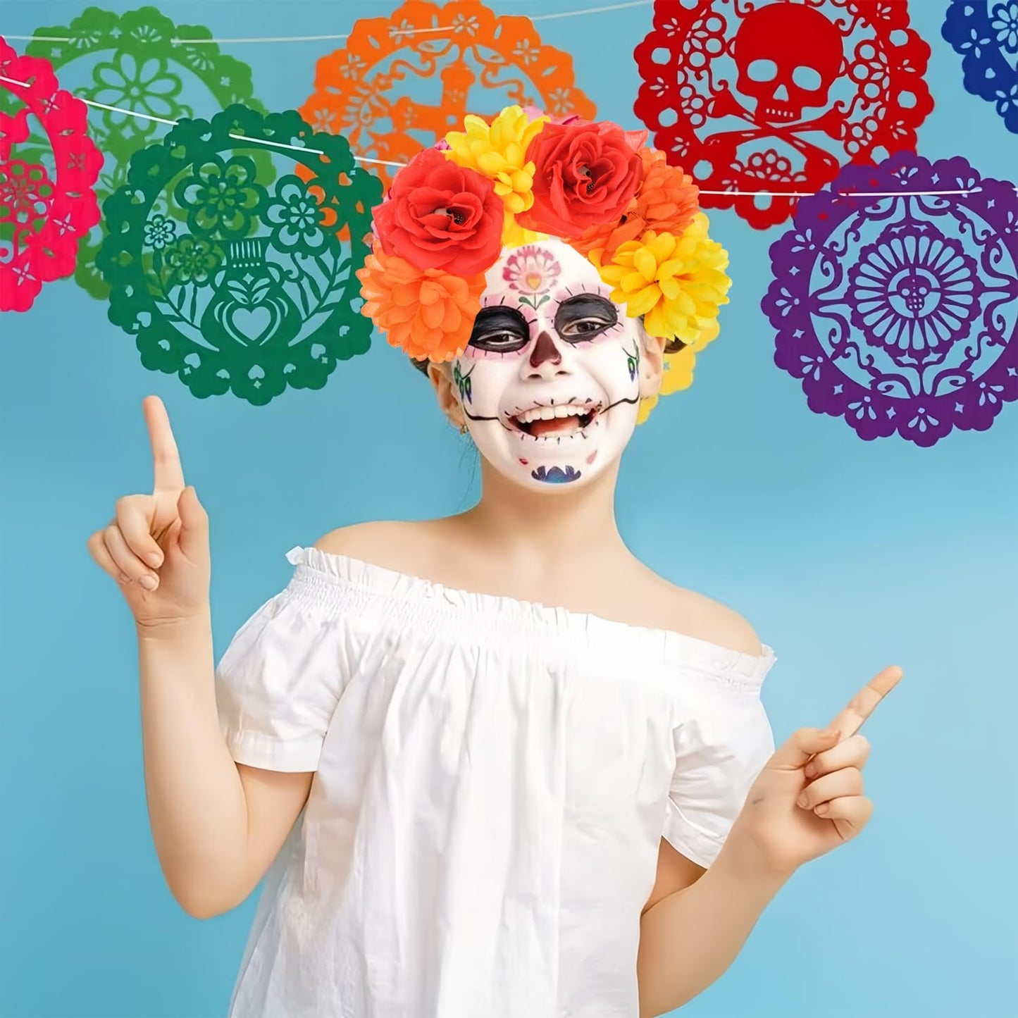 June Bloomy Day of the Dead Headpiece Halloween Costume Headpiece Mexican Floral Crown Rose Headband