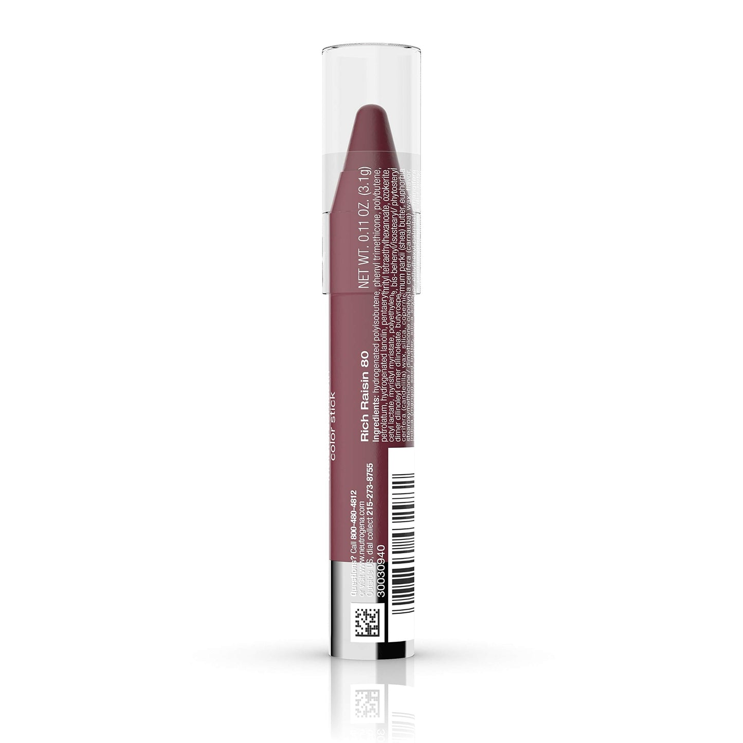 Neutrogena MoistureSmooth Color Stick for Lips, Moisturizing and Conditioning Lipstick with a Balm-Like Formula, Nourishing Shea Butter and Fruit Extracts, 80 Rich Raisin,.011 oz