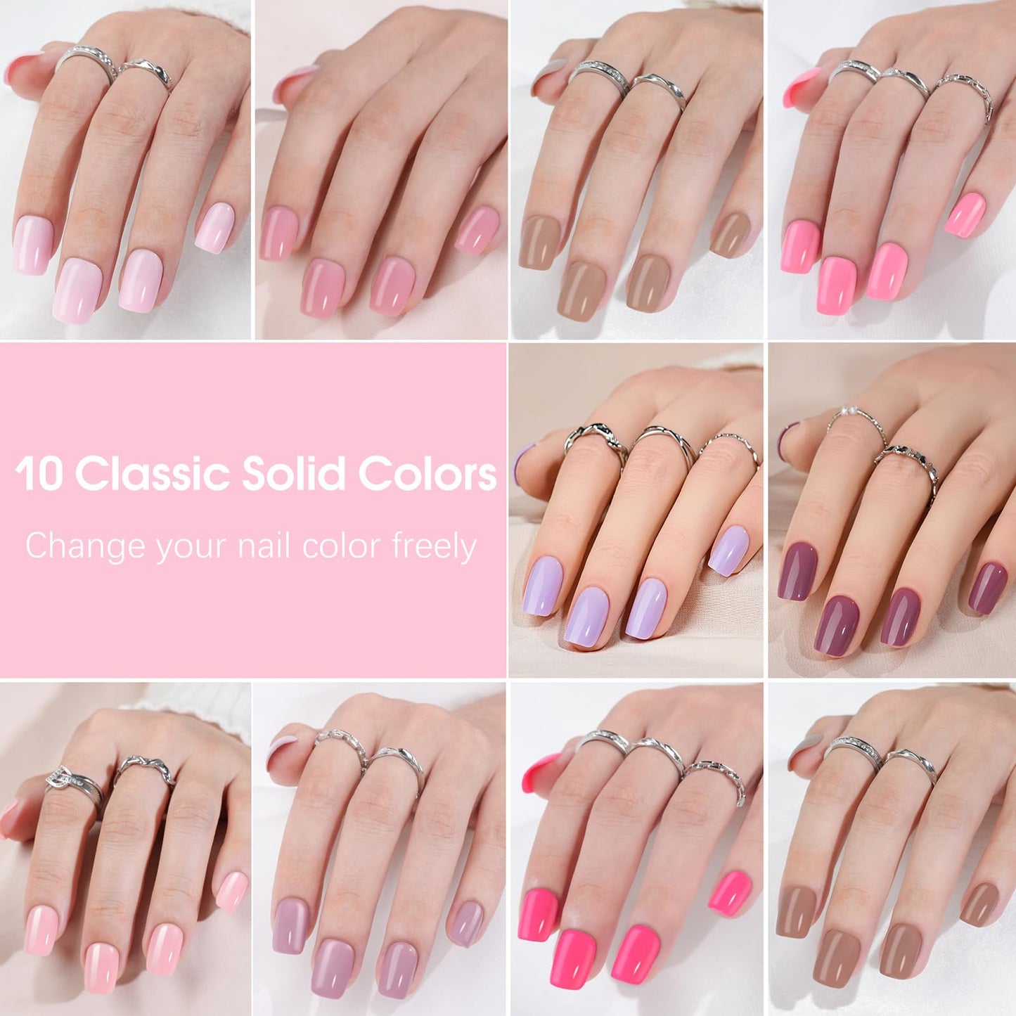 False Nails Tips - Acrylic Nail Tips Jofay Fashion Press On Nail Short Kit Classic Pink Solid Designs Artificial Nails Glue On Stick nails Salon Like Nail Art for Women and Girls 240Pcs