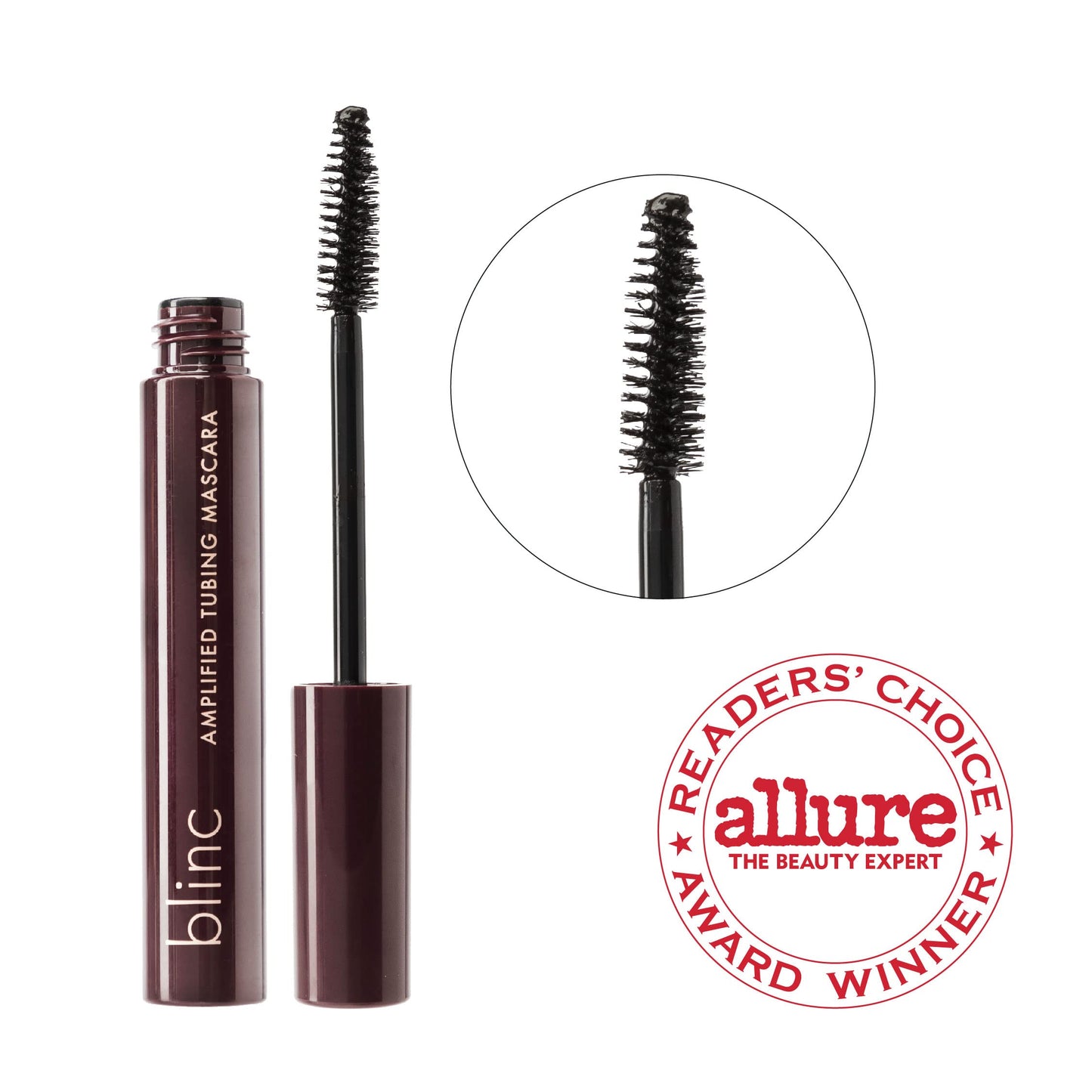 Blinc Amplified Tubing Mascara, Ultra-Longwearing Washable Mascara, Soft-Glam Volumizing, Lengthening and Defining Mascara, Gluten-Free and Cruelty-Free, Dark Brown, 9mL / 0.30 Fl. OZ