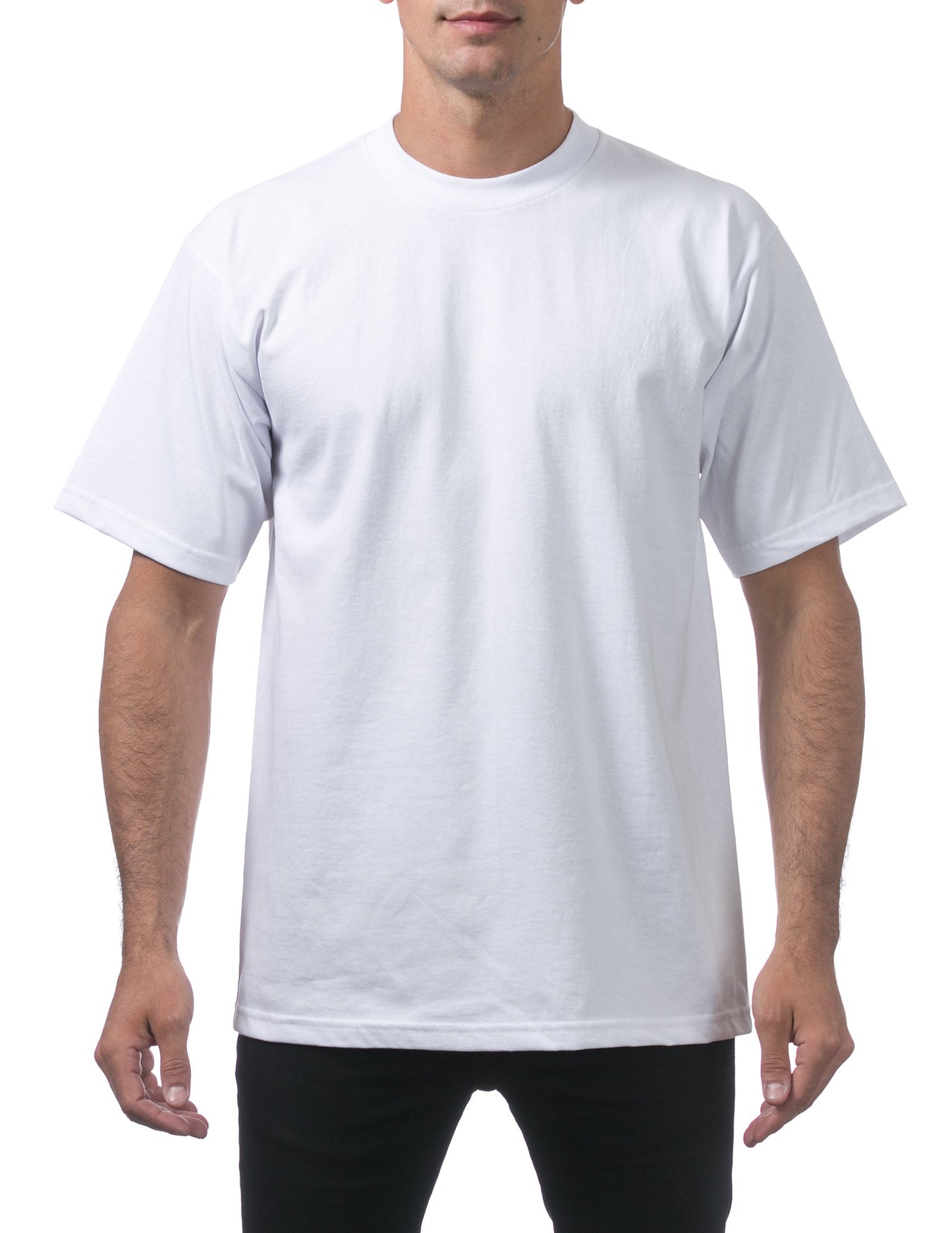 Pro Club Men's Heavyweight Cotton Short Sleeve Crew Neck T-ShirtWhite, Small