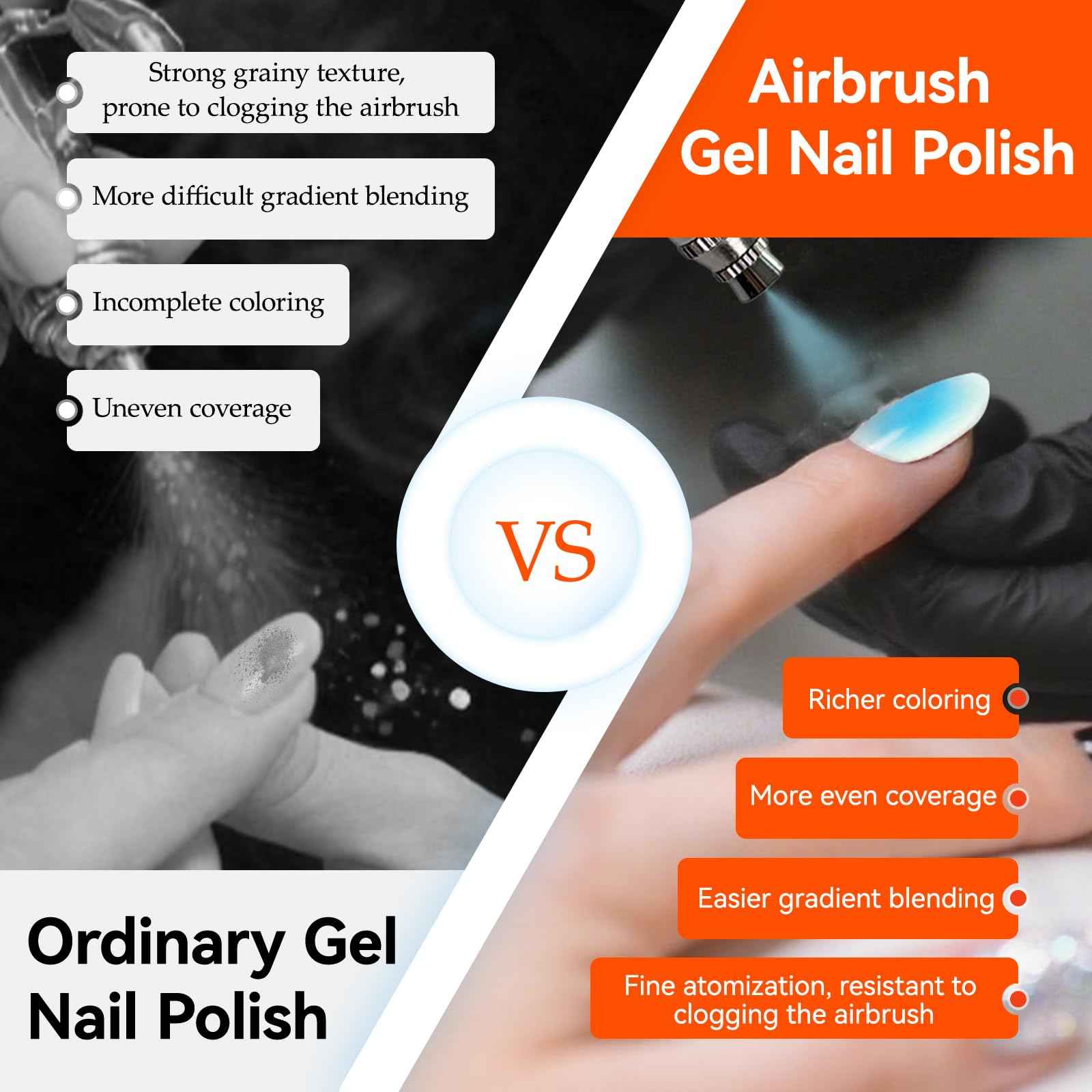 babyongle Airbrush Gel Nail Polish, 12 Vibrant Colors, Dilution Free Airbrush Gel for Fine Mist Gradient & French Nails, Acetone Free Salon-Quality Gel Nail Polish For Nail Art Design at Home,15ml