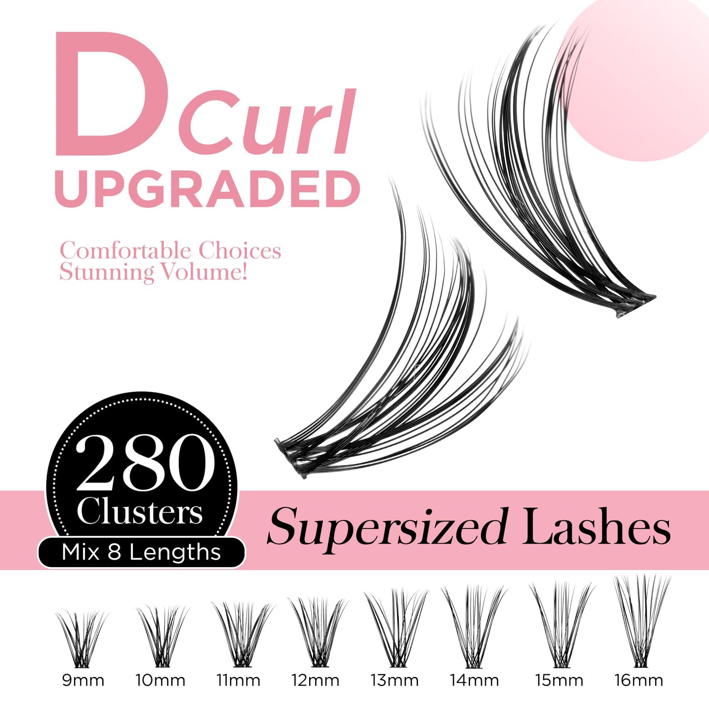 BEYELIAN Lashes Clusters D Curl 280pcs 9-16mm Cluster Lashes Dense Look DIY Eyelash Extensions Super Thin Band & Soft Lashes Reusable Mixed Tray Volume False Lashes (40D)