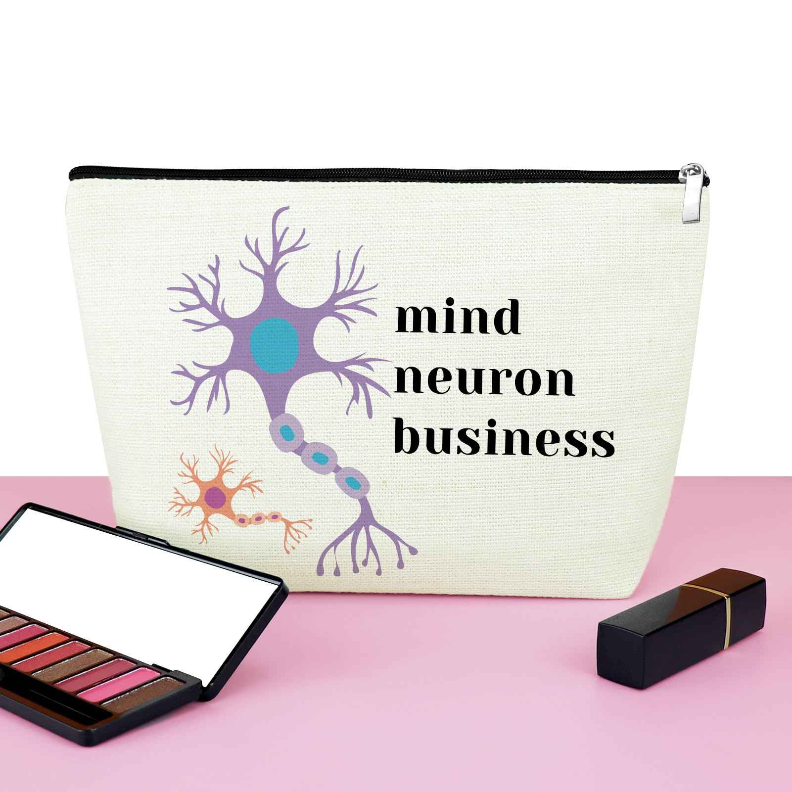 Mxrymvu Neuroscience Gifts for Women Makeup Bag Neurology Nurse Travel Bag Funny Medical Student Cosmetic Bag Best Doctor Gifts for Women Pharmacists Mind Neuron Business