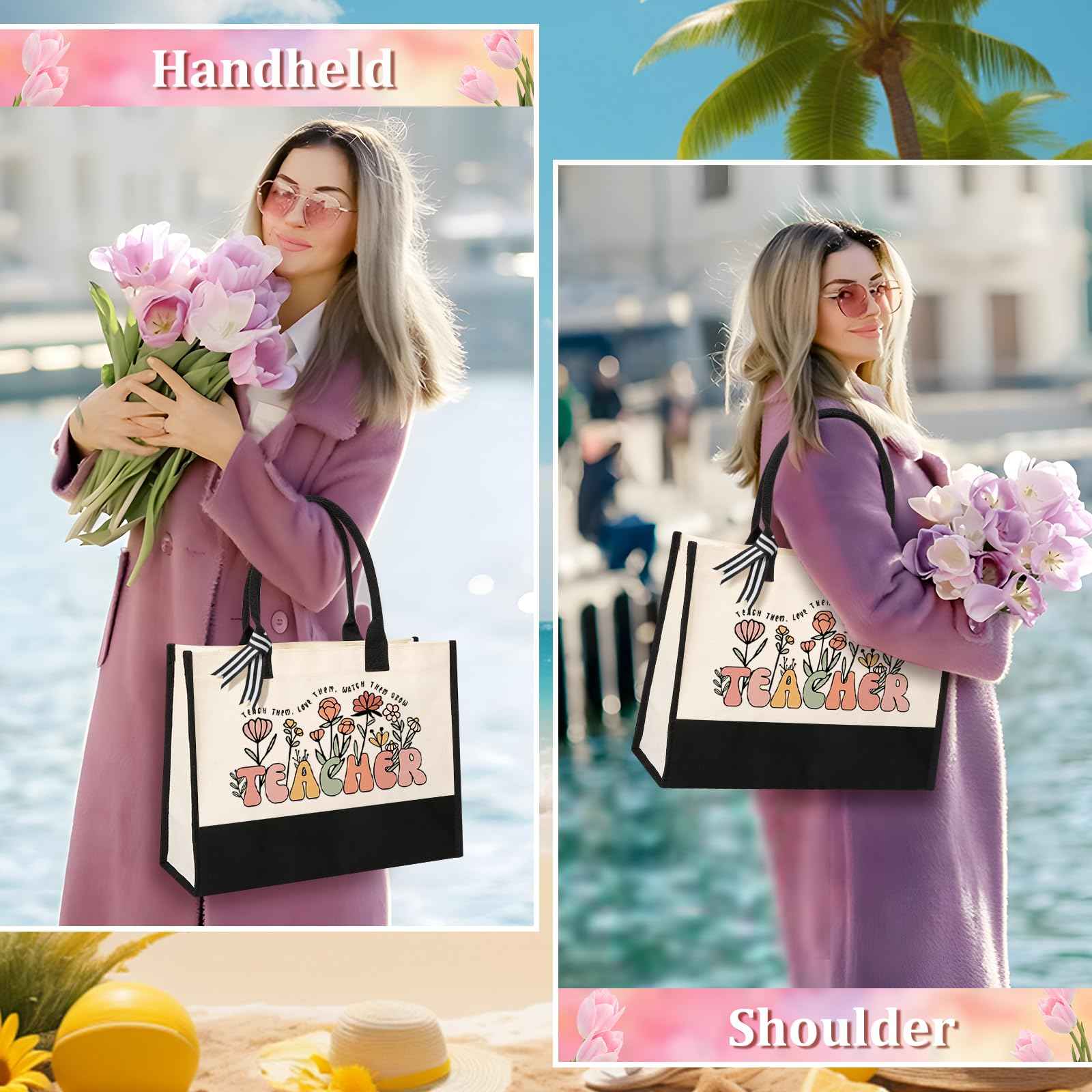 Canvas Tote Bag Makeup Bag for Women - Personalized Teacher Appreciation Gifts