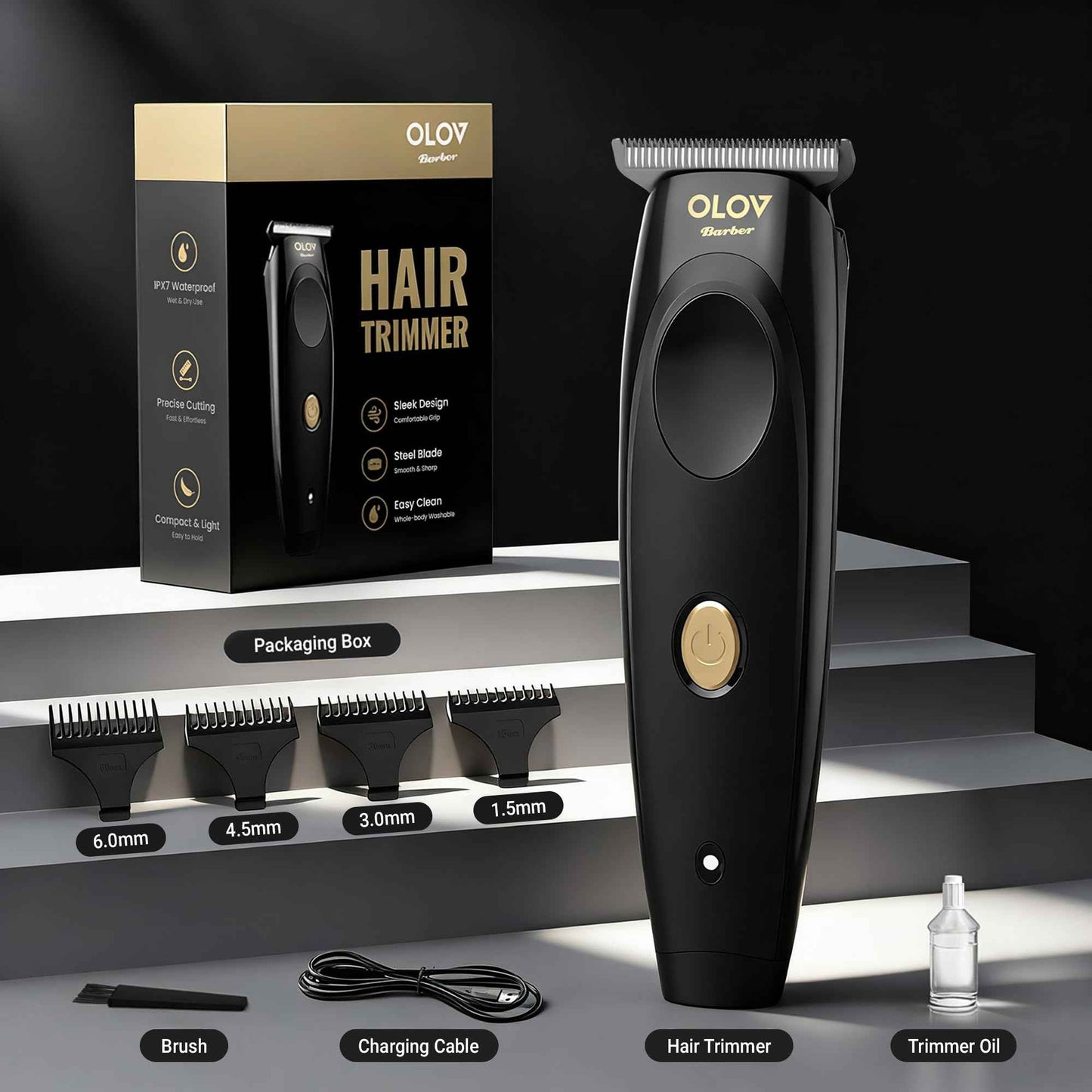 OLOV barber Hair Trimmer for Men, Cordless T-Blade Beard Trimmer, Professional Rechargeable Hair Clippers for Hair Cutting & Grooming