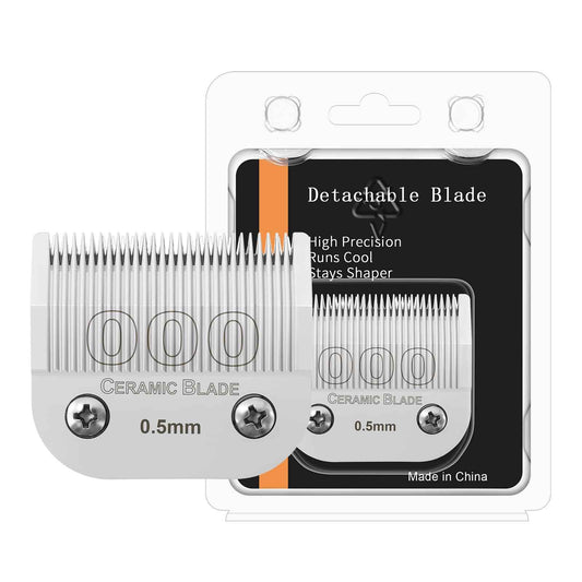 HONGNAL 000 Professional Detachable Replacement Ceramic Blades 0.5mm, Compatible with Most Andis, Oster A5 Series Scissors. Cutting Length 1/50 -Inch(0.5mm)