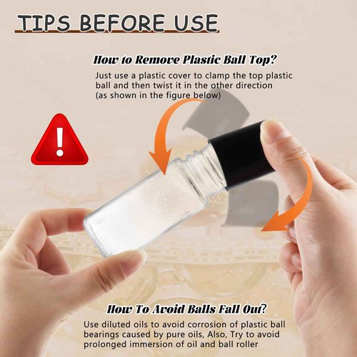 DMuuuDM Large Glass Roll On Bottles,Empty Glass Deodorant Roller Bottles With Large Plastic Roller Ball for Essential Oil,Deodorant,Castor Oil,Body Oil-Dispense Containers for Pains (Clear, 1oz/30ml)