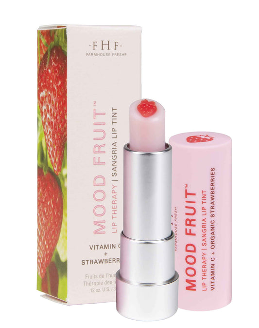 FarmHouse Fresh Shea Butter Lip Balm, Tinted Lip Balm for Dry Lips with Strawberry Mood Fruit Therapy