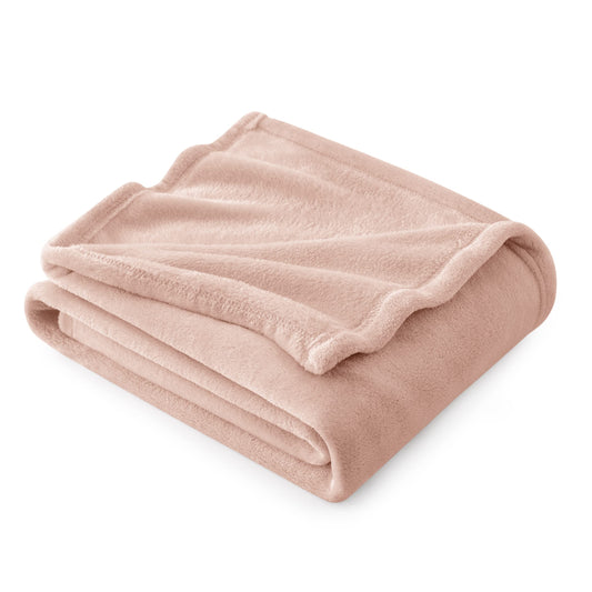 Bedsure Fleece Blanket Throw Blanket - Dusty Pink Rose Gold Blush Lightweight light pink Blanket for Sofa, Couch, Bed, Camping, Travel - Super Soft Cozy Microfiber Blanket