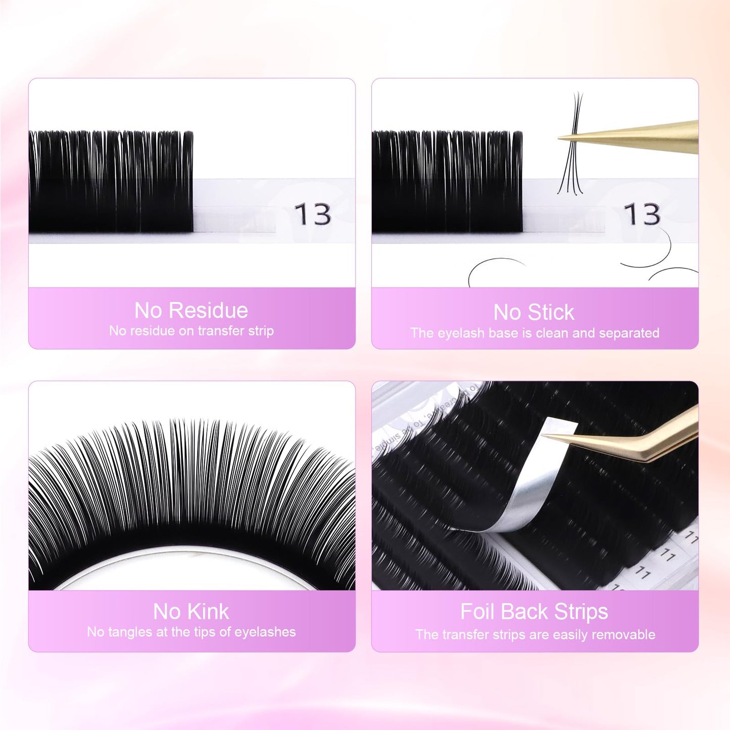 NAGARAKU Eyelash Extensions Individual Lashes Extensions Classic Lash Matte Black 16 Rows Soft Natural Matte Black Professional Beauty Salon Lashes Supplies - 0.07N 13mm