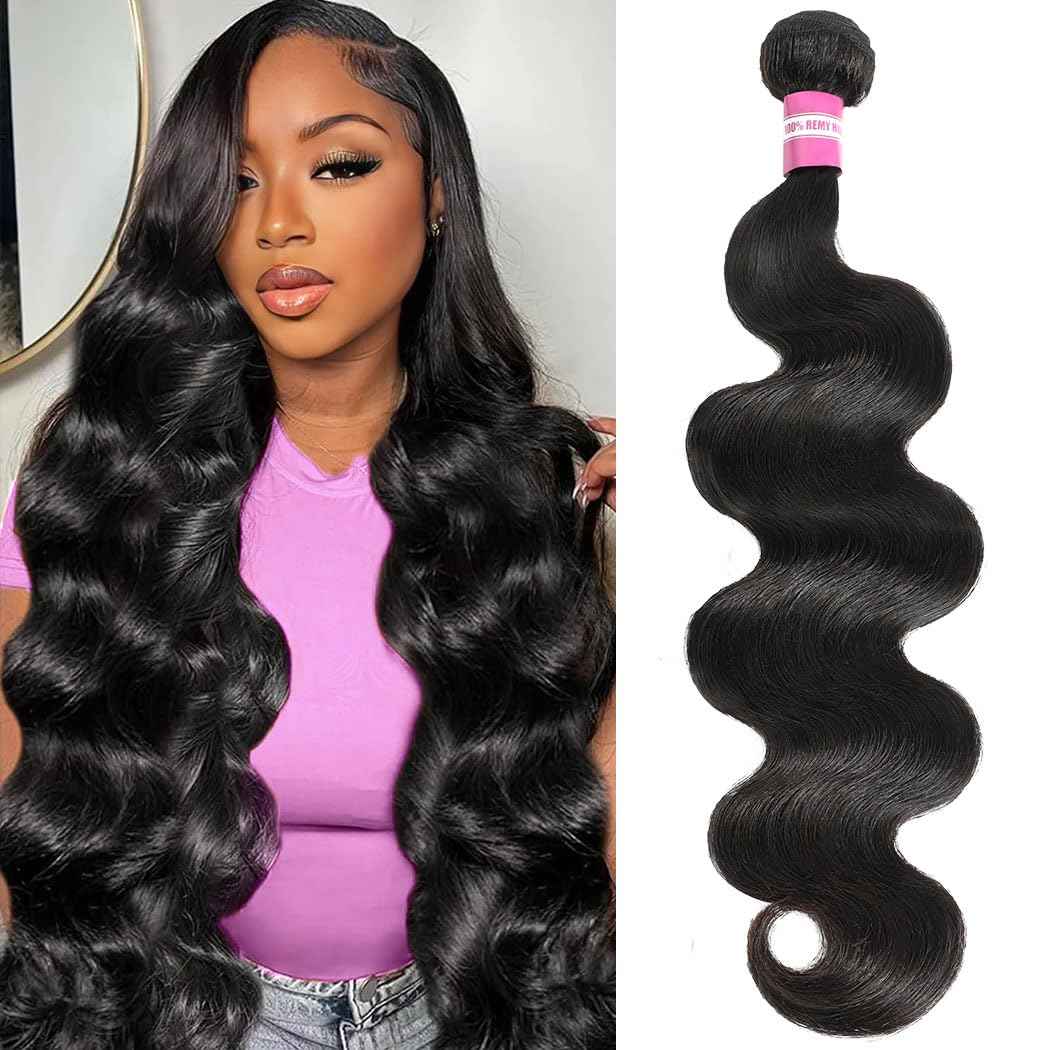 Troskamar Human Hair Bundles 18 Inch Body Wave Bundles Human Hair 100% Unprocessed 12A Brazilian Raw Virgin Hair Single One Bundle Real Human Hair Extensions Natural Color