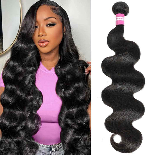 Troskamar Human Hair Bundles 18 Inch Body Wave Bundles Human Hair 100% Unprocessed 12A Brazilian Raw Virgin Hair Single One Bundle Real Human Hair Extensions Natural Color