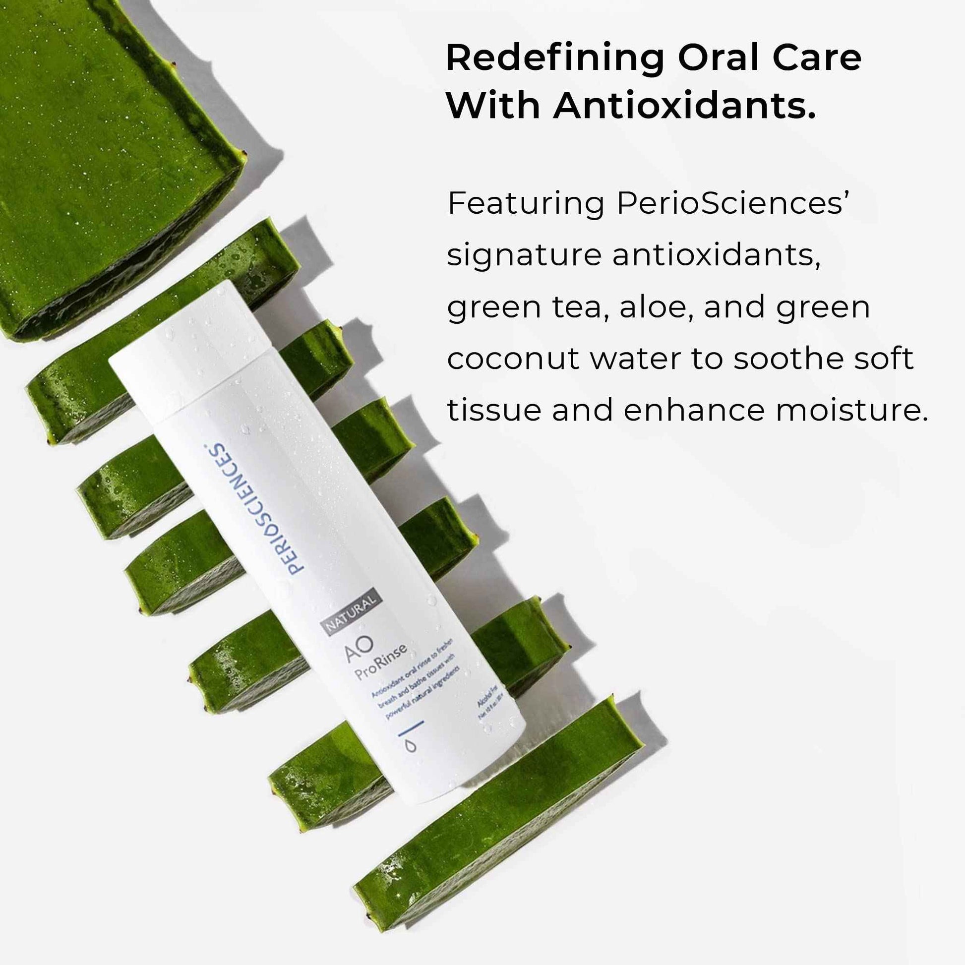 PerioSciences Natural Mouthwash Rinse Oral Care Pre Brush - Mint Anti Cavity Dry Mouth Plaque Remover for Healthier Gum Tissue & Teeth Enamel Protection - AO Dentist Recommended Clean - Pack of 2