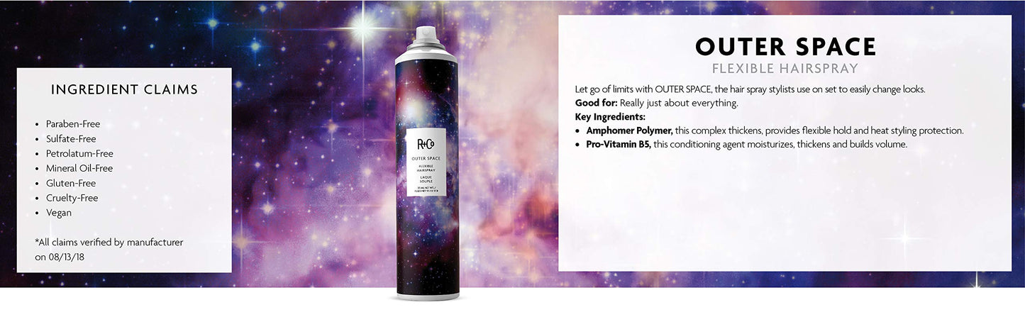 R+Co Outer Space Flexible Hairspray | Every Day Use + Lightweight + Sticky-Free | Vegan + Cruelty-Free | 9.5 Oz