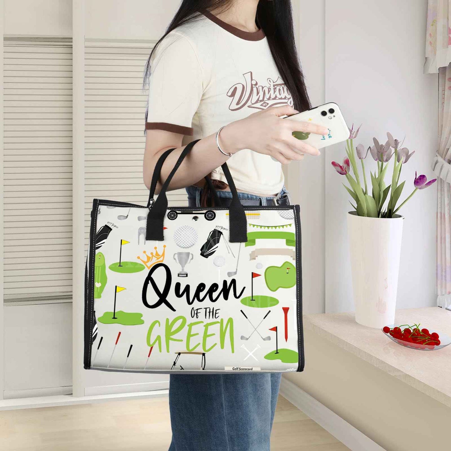 WZMPA Golf Queen Survival Kit Golf Player Gifts Queen of the Green Golf Zipper Bag Golfing Travel Accessories (Queen Green BG)