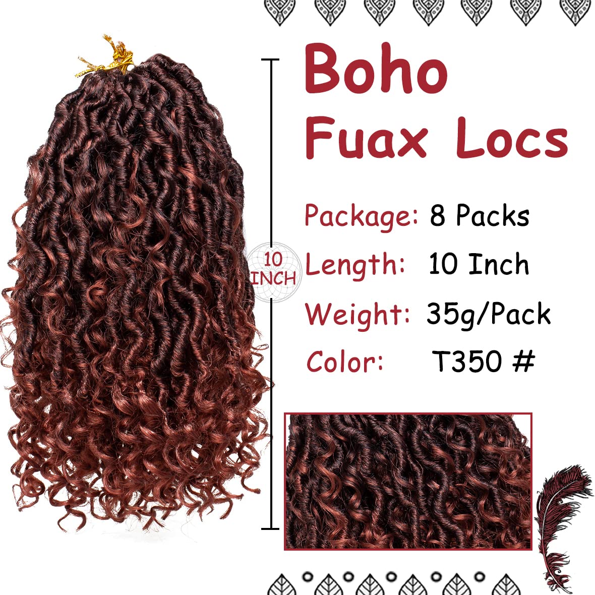 Beverlee 14 Inch, 8 Pcak Boho Faux Locs Boho Goddess Locs Pre Looped Soft Hippie Locs Synthetic Bohemian Curly Crochet Locs Hair for Black Women T27#