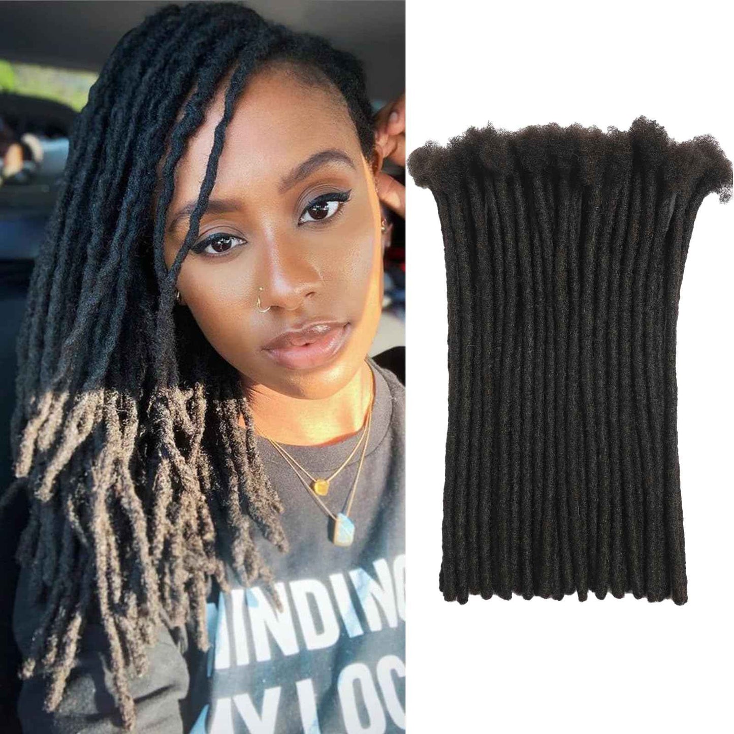 Loc Extension Human Hair 8inch 40Strands 0.6cm Width Natual Black Can Be Dyed Bleached Curled 100% Full Handmade Permanent Dreadlock Extensions for Women/Men