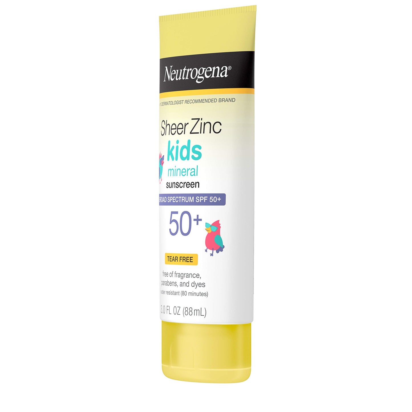 Neutrogena Kids Mineral Sunscreen Sheer Zinc Oxide Lotion, Broad Spectrum SPF 50 with UVA/UVB Protection, Water Resistant for 80 Minutes, Fragrance and Tear Free, 3 FL OZ