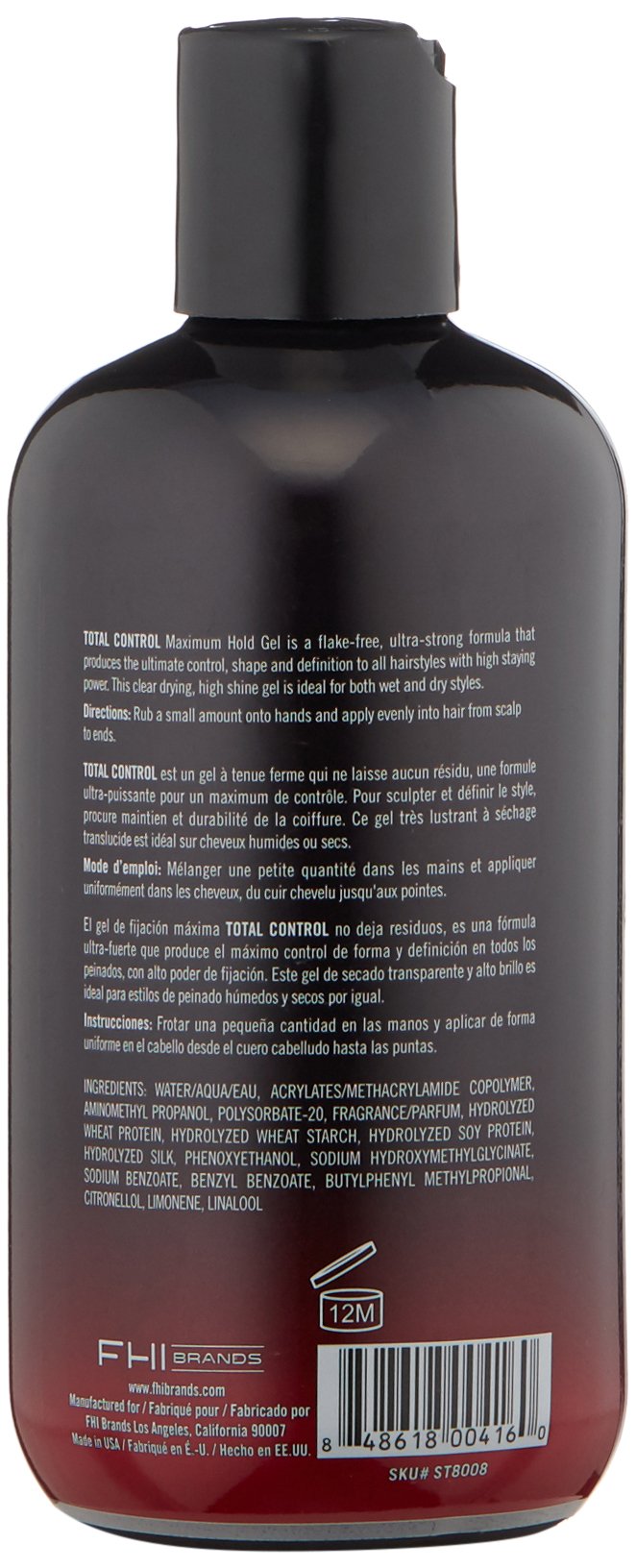 FHI Heat Stylus Total Control Maximum Hold Hair Gel, 8 Fl Oz