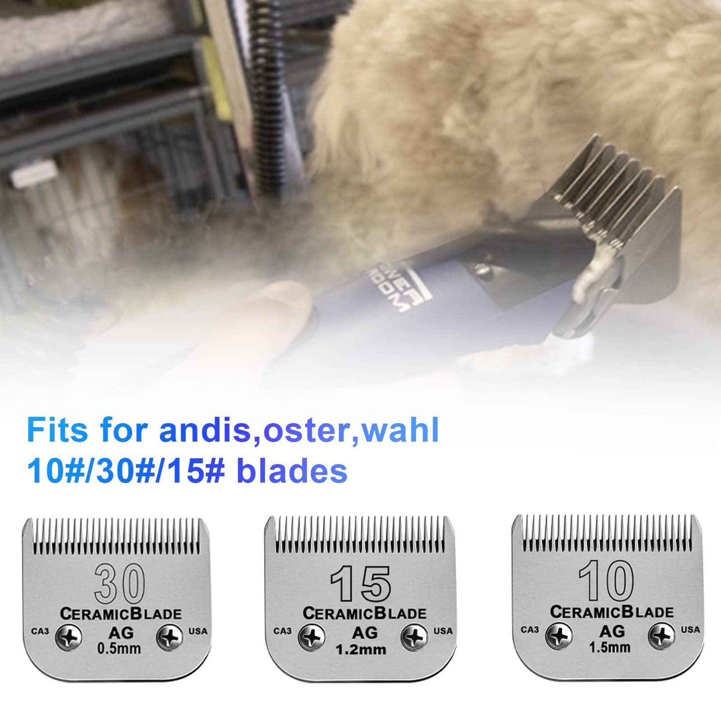 Animal Stainless Steel 5 Color Dog Guide Comb Set,Cutting Length 1/8"-5/8" for 10#/15#/30# A5 Detachable Blade,Compatible with Andis, Oster A5, Wahl KM Series Clipper Guards