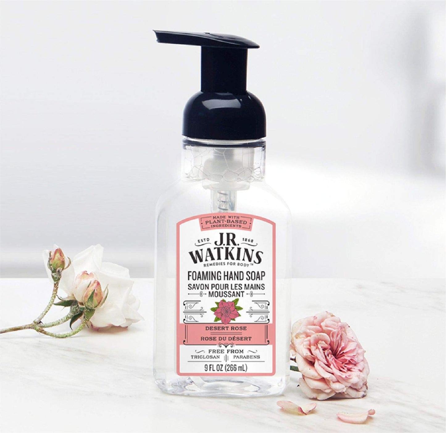 J.R. Watkins Foaming Hand Soap, Scented Foam Handsoap for Bathroom or Kitchen, USA Made and Cruelty Free, 9 fl oz, Desert Rose, 6 Pack