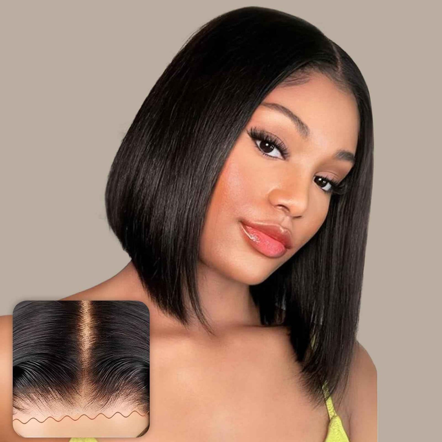 CAREKISS Bob Glueless Wigs Human Hair Pre Plucked Pre Cut 150 Density Wear and Go Glueless Wig 4x4 HD Straight Lace Closure Bob Wigs for Black Women 14inch