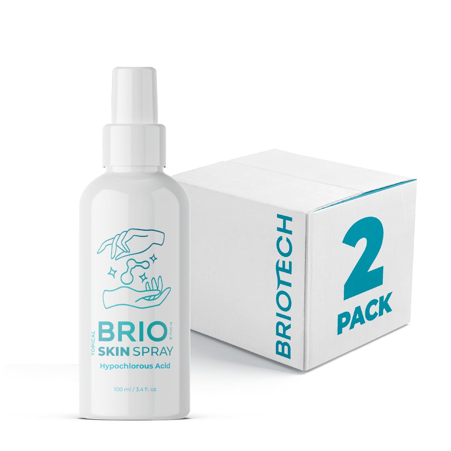 BRIOTECH Hypochlorous Acid Spray, Topical Skin Face & Body Mist, Support Irritations, Soothe Redness, Dry Skin & Scalp, Athletic Itch, Packaging May Vary